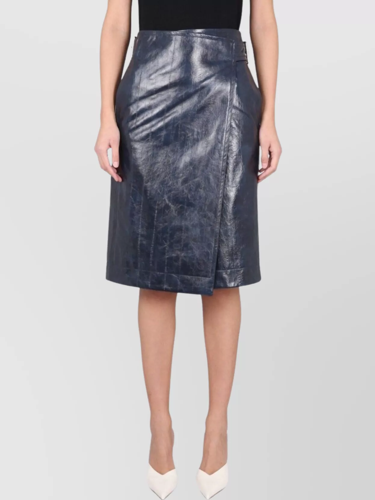 Bottega Veneta Midi Skirt With Belted Waist Detail In Blue