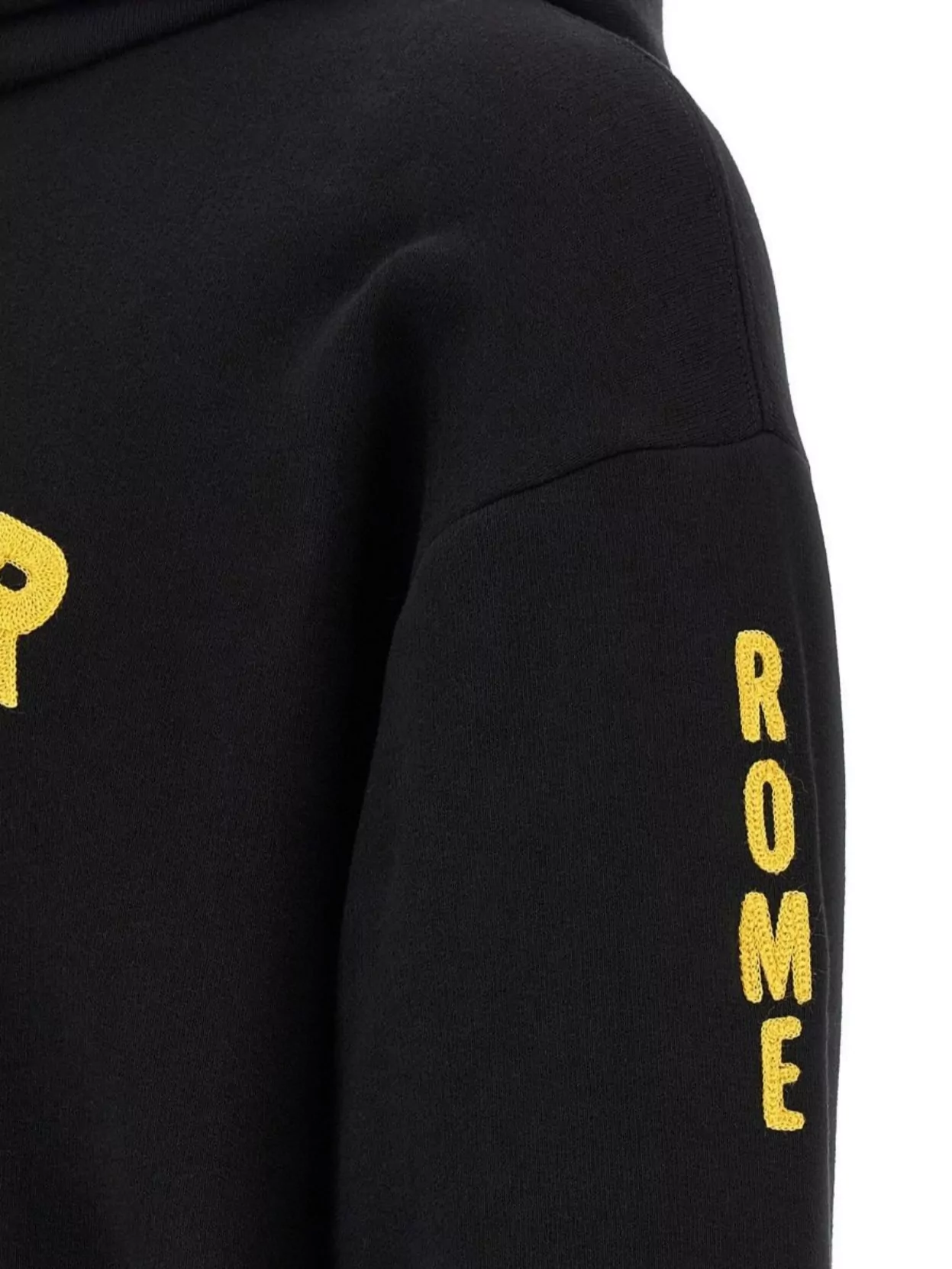 Valentino Hooded Sweatshirt With Front Pocket And Ribbed Hem In Black