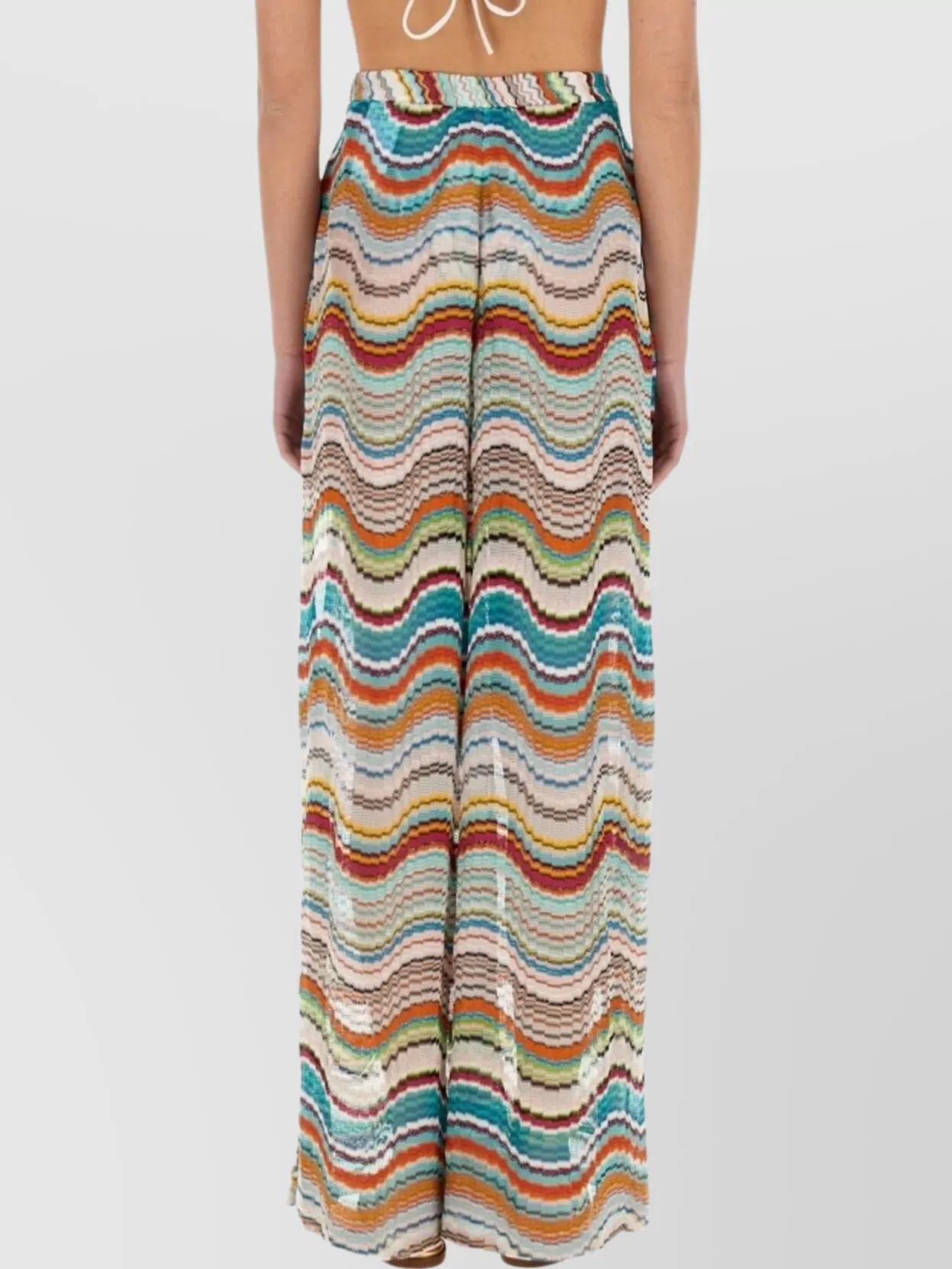 Missoni Knit Cover-Up Pants Lamé Wave Pattern