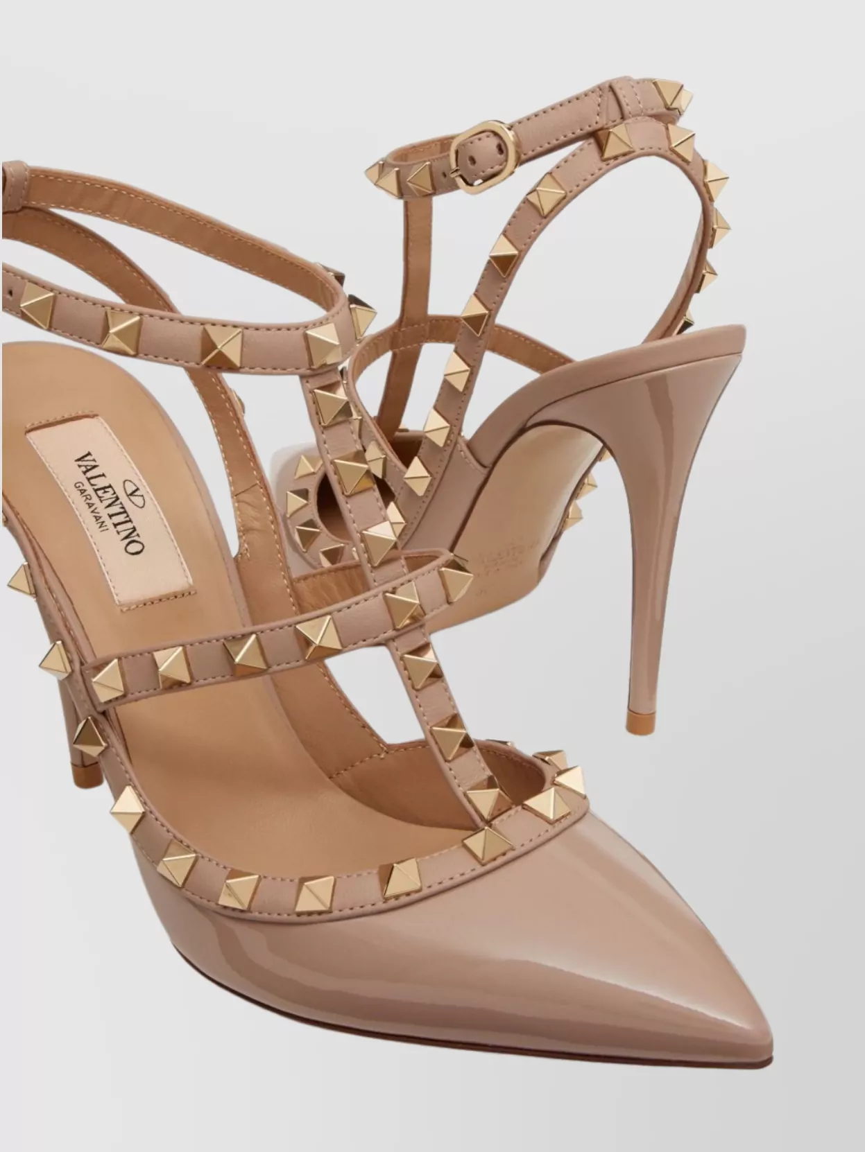 Valentino Garavani Pointed Toe Patent Pumps With Studded Detail