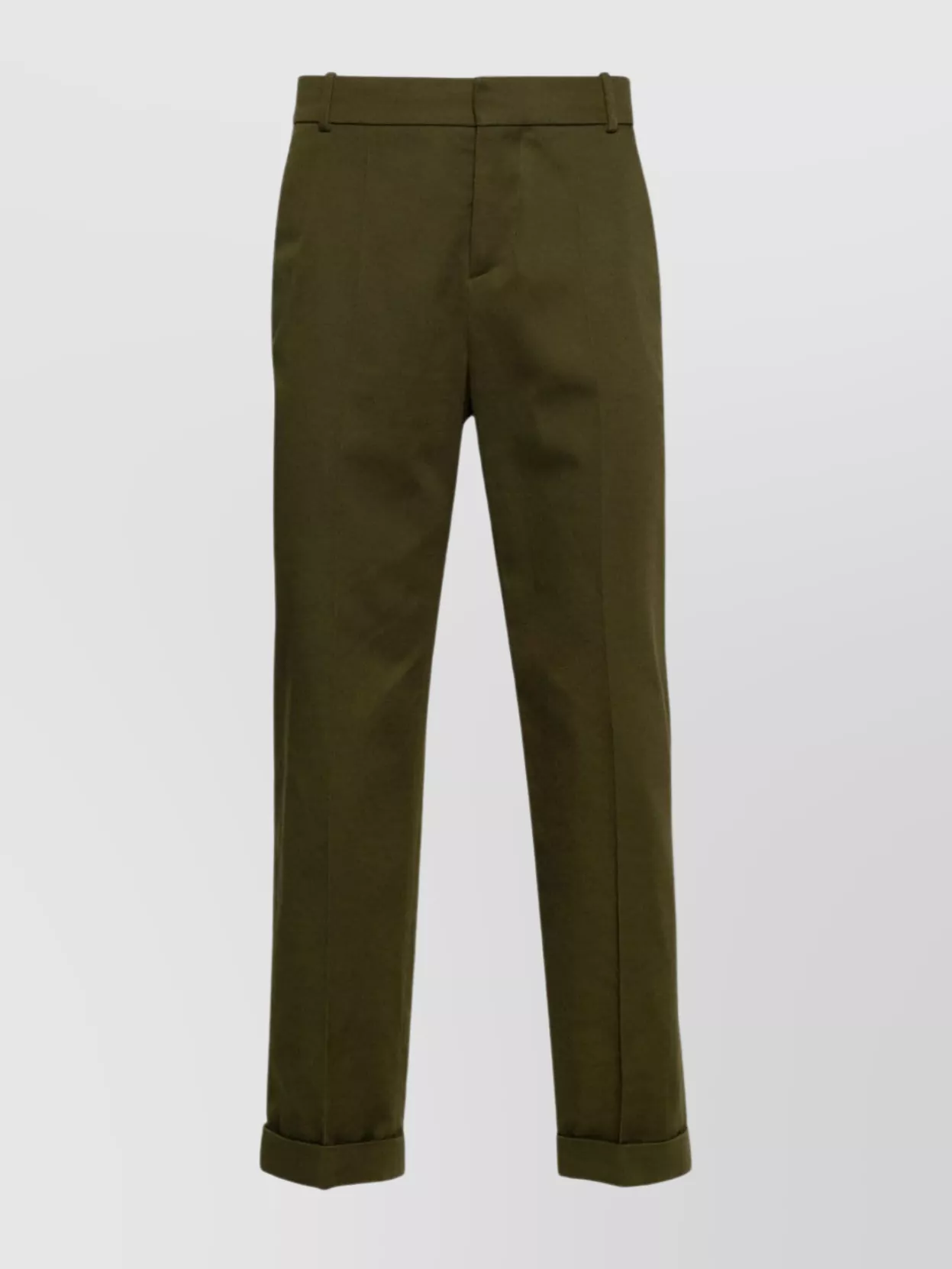 Balmain Trousers Straight Leg Turn-up Cuffs In Green