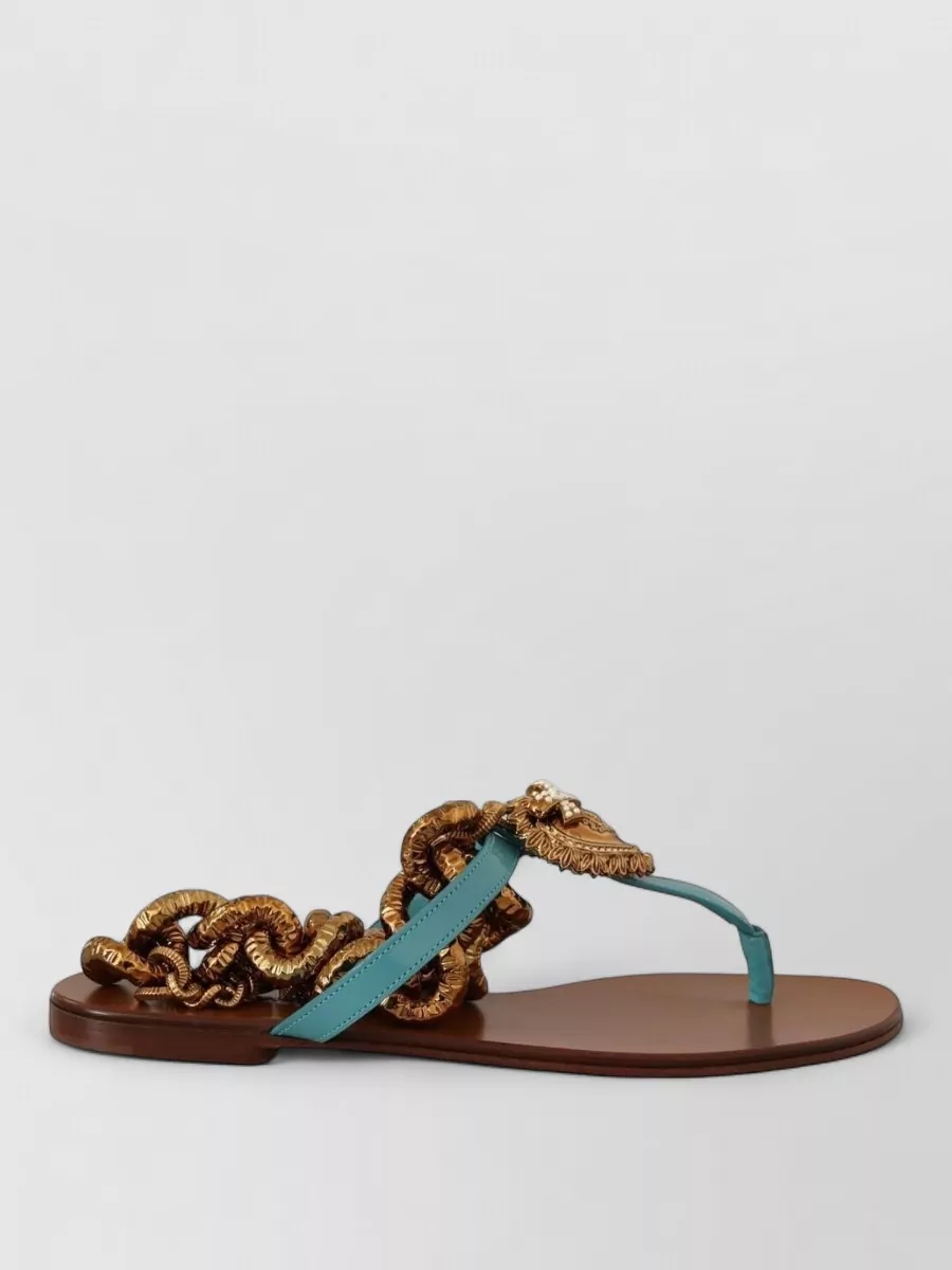 Dolce&Gabbana Leather Flat Sandals