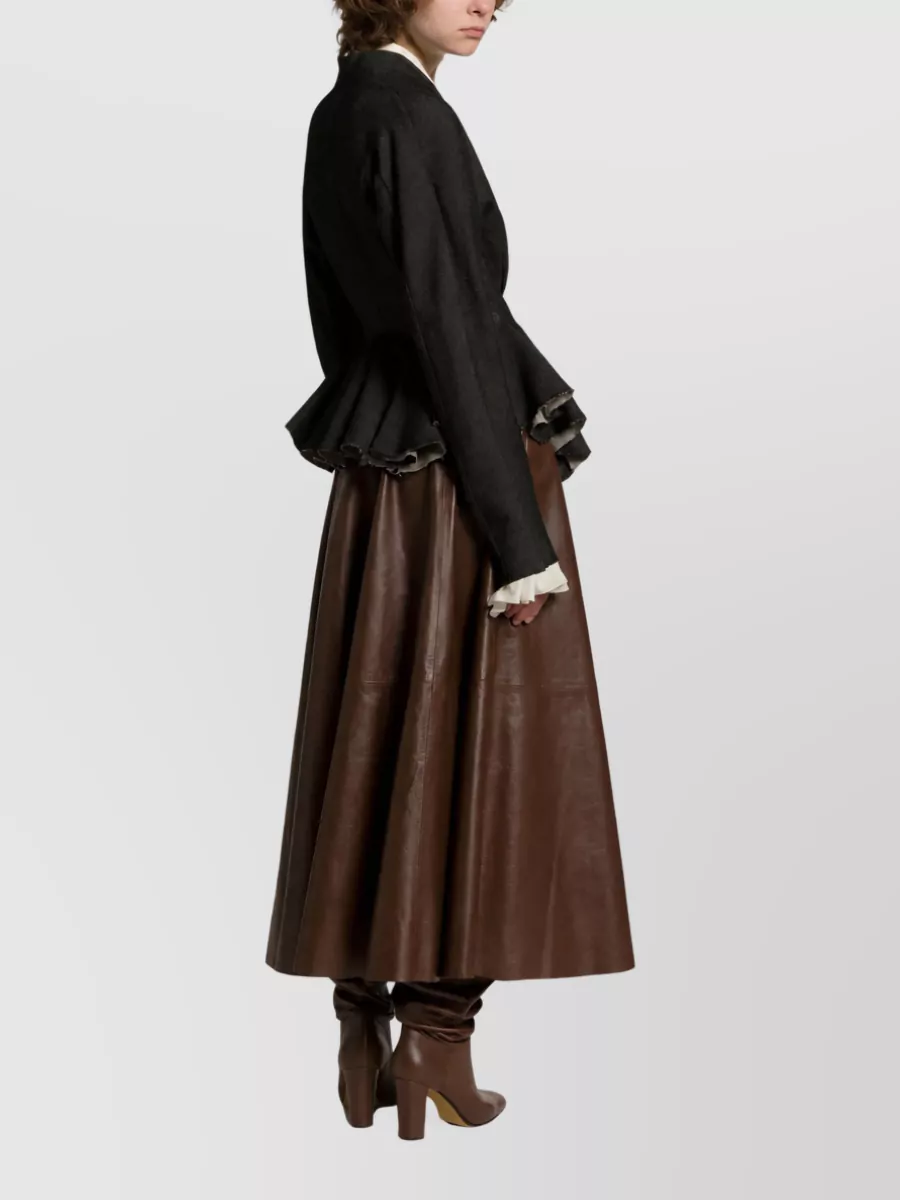 Alberta Ferretti Leather Full Skirt