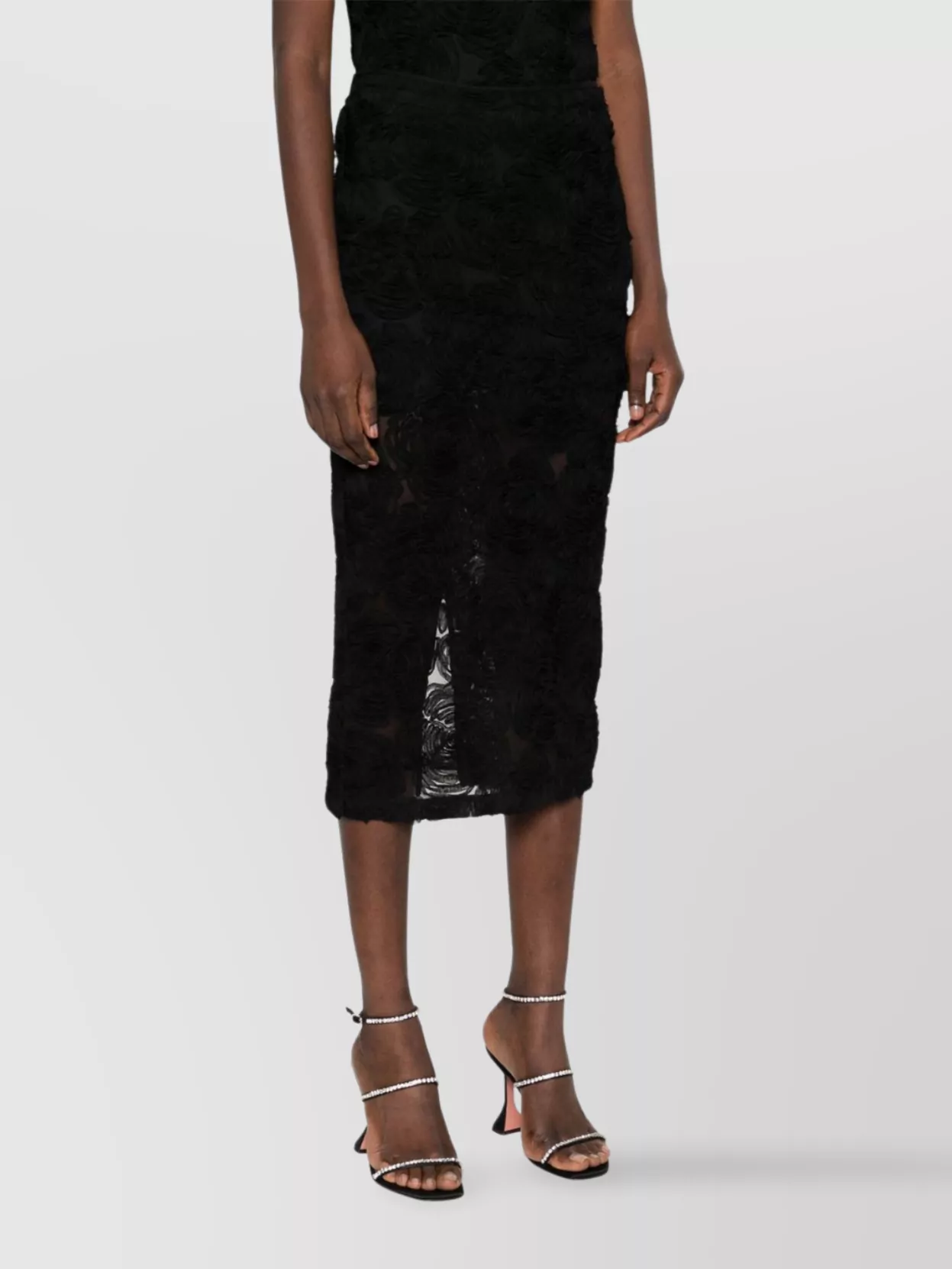 Rotate Birger Christensen Floral Mesh Pencil Skirt