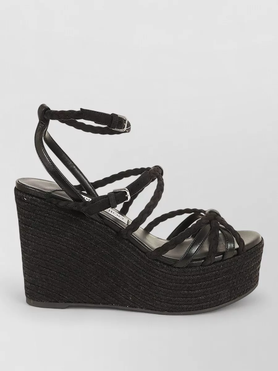Jimmy Choo lambskin woven wedge sandals