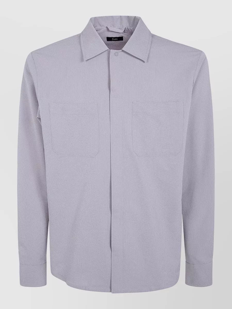 Herno Functional Shirt Jacket Front Pockets Style In Purple