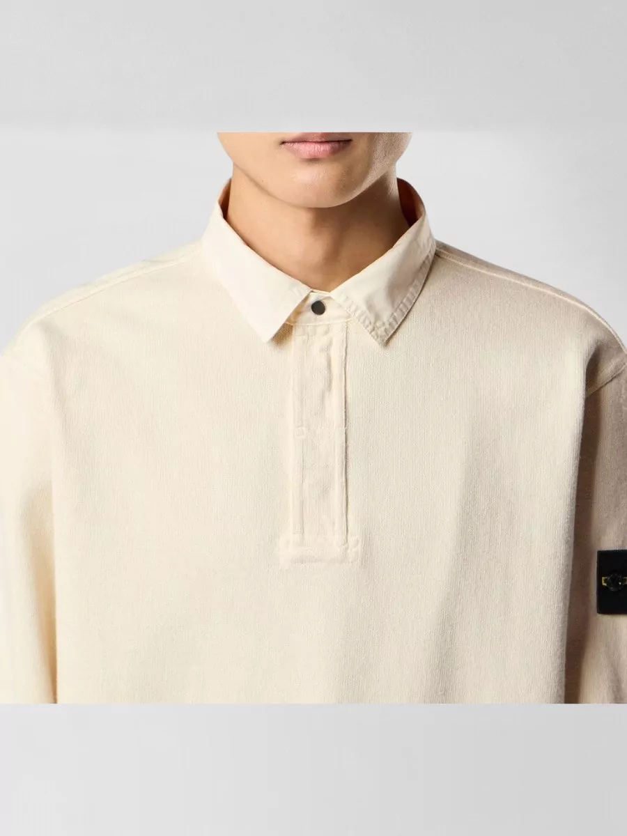 Stone Island Cotton Long-Sleeve Polo Shirt