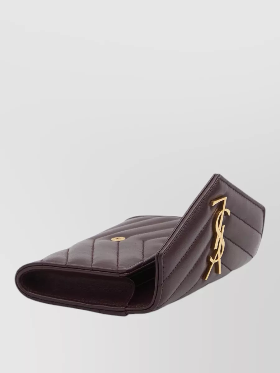 Saint Laurent Cassandre Lambskin Chevron Envelope Wallet