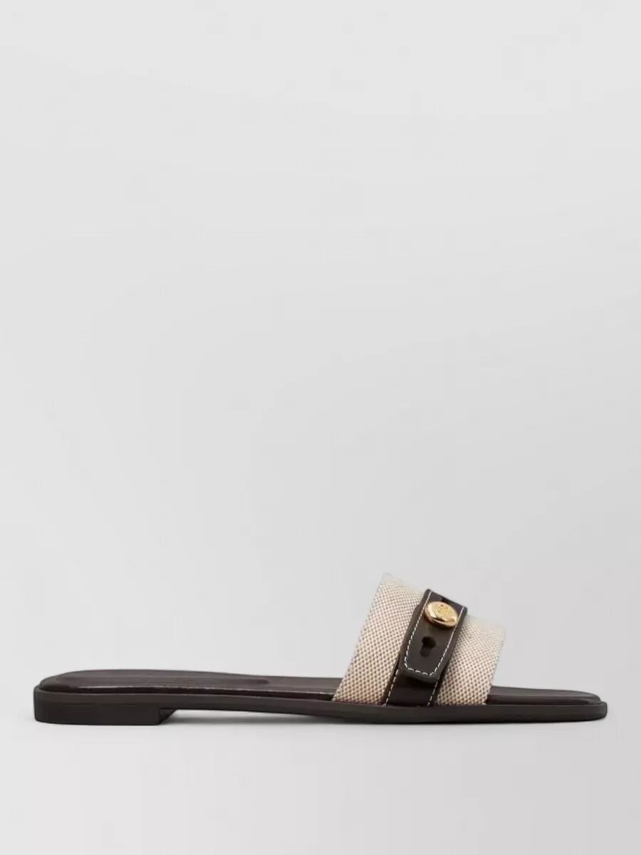Tory Burch Cotton Leather Slides