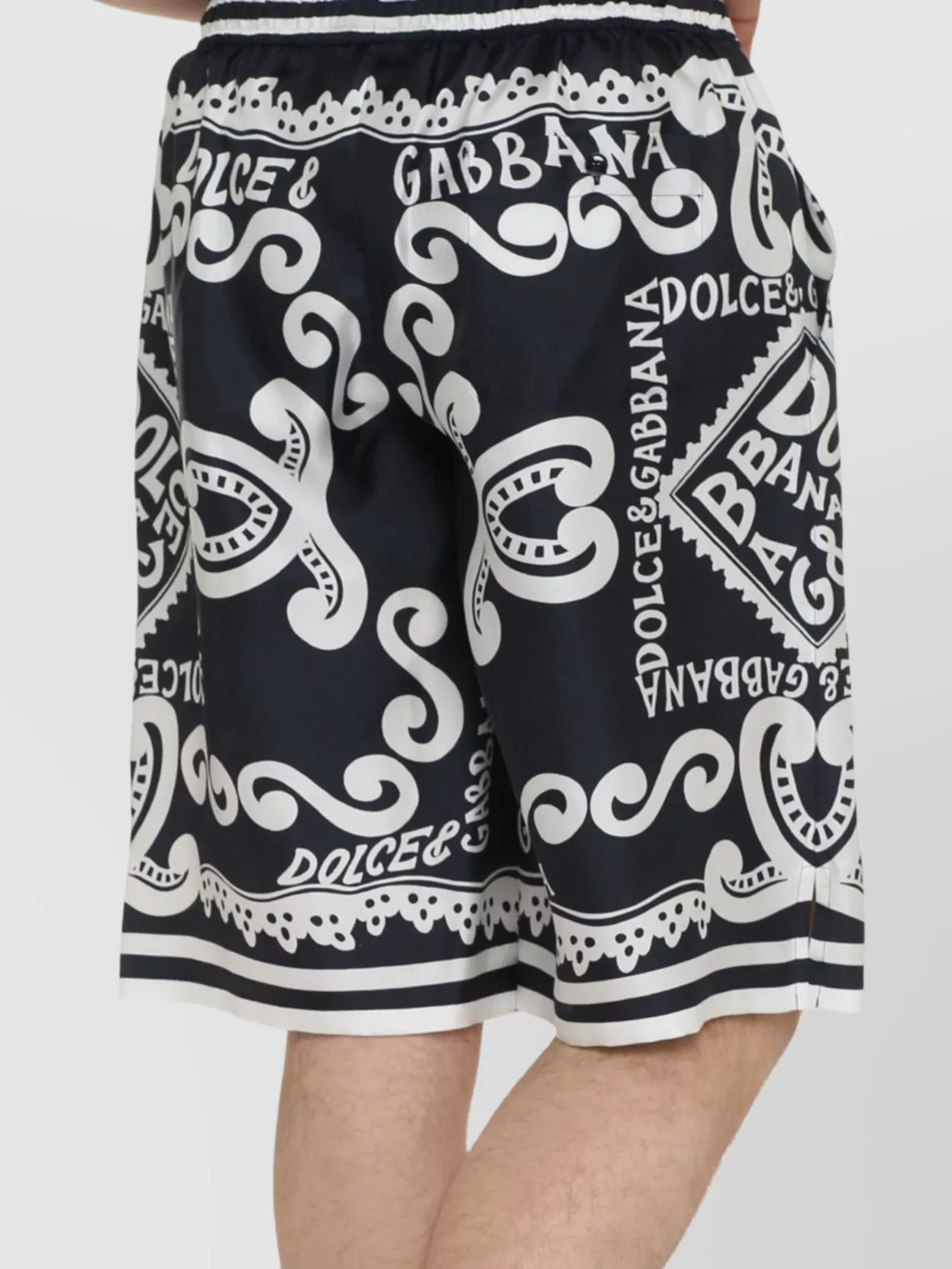 Dolce&Gabbana Graphic Silk Bermuda Shorts With Elastic Waistband