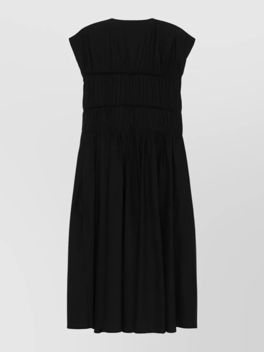 Semicouture Cotton V-Neck Midi Dress