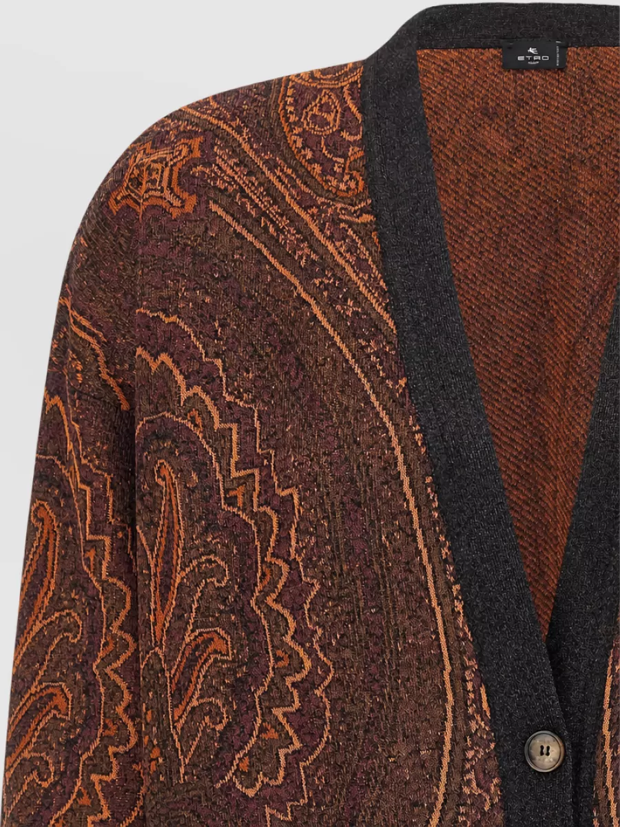 Etro Paisley Jacquard V-Neck Long Cardigan