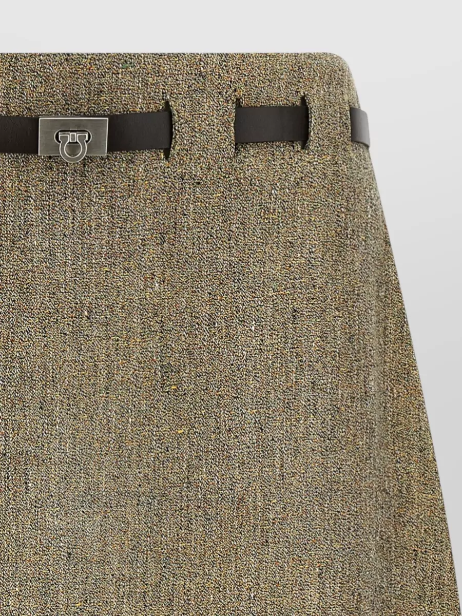 Ferragamo Linen Pleated Mini Skirt