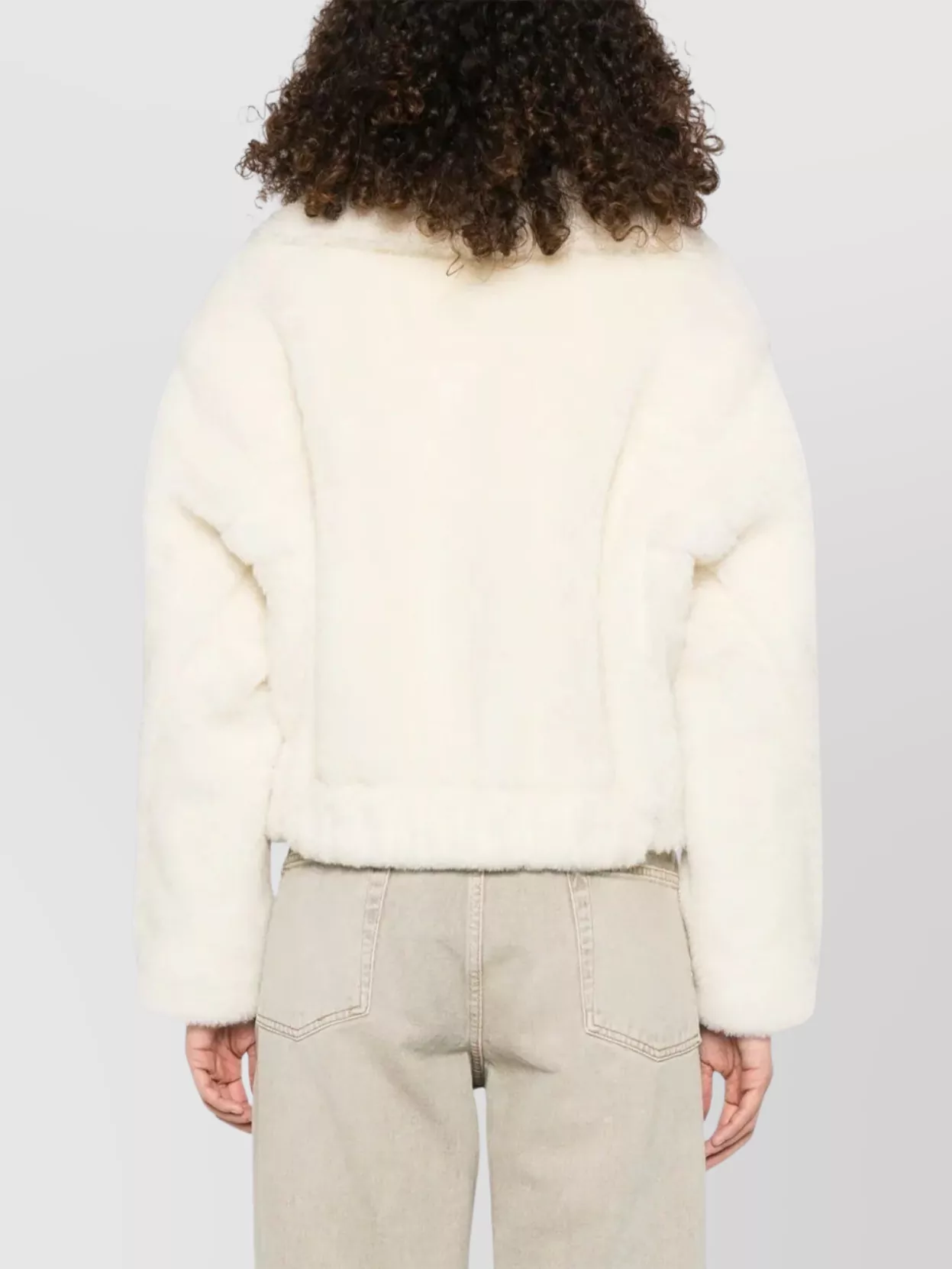 Max Mara Cropped Faux Fur Jacket With Long Sleeves