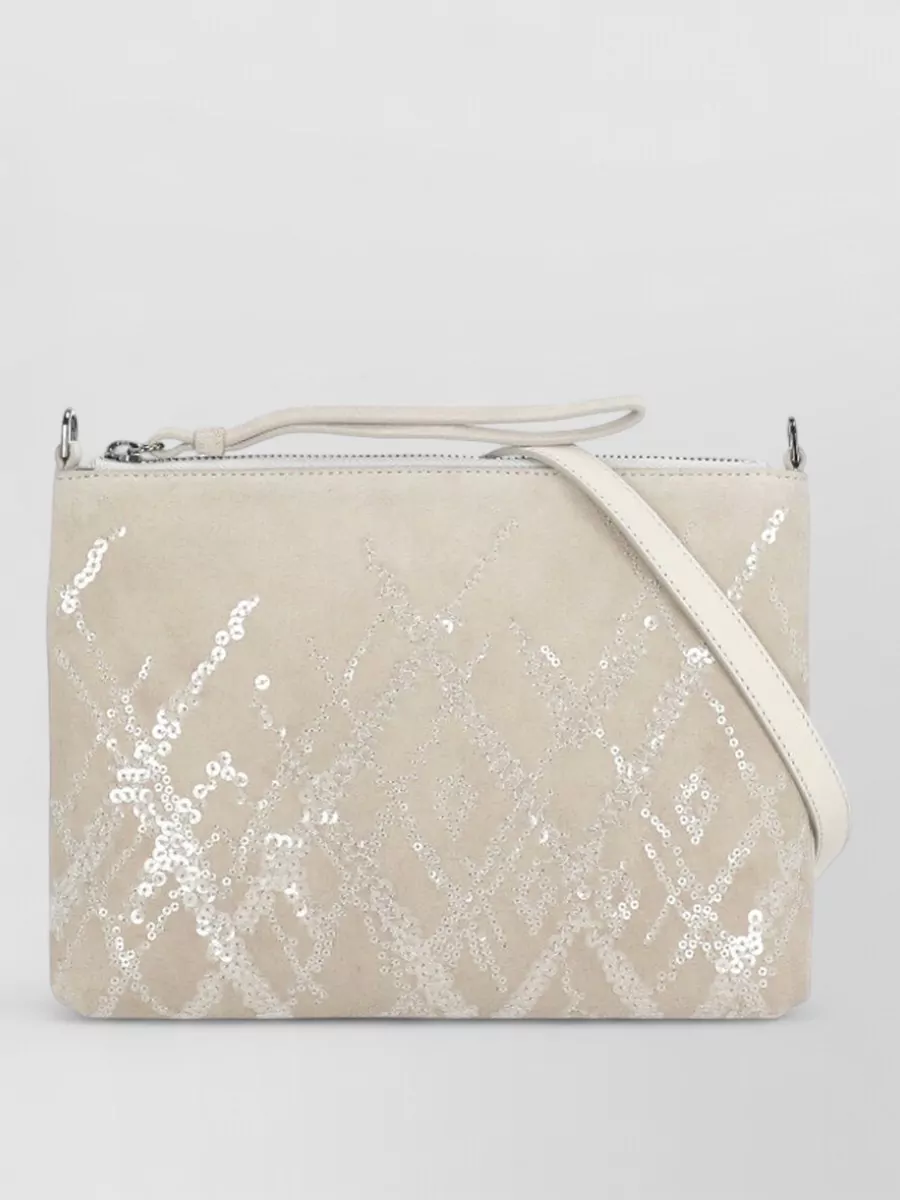 Panicale Leather Pochette Clutch Sequin Shoulder Strap