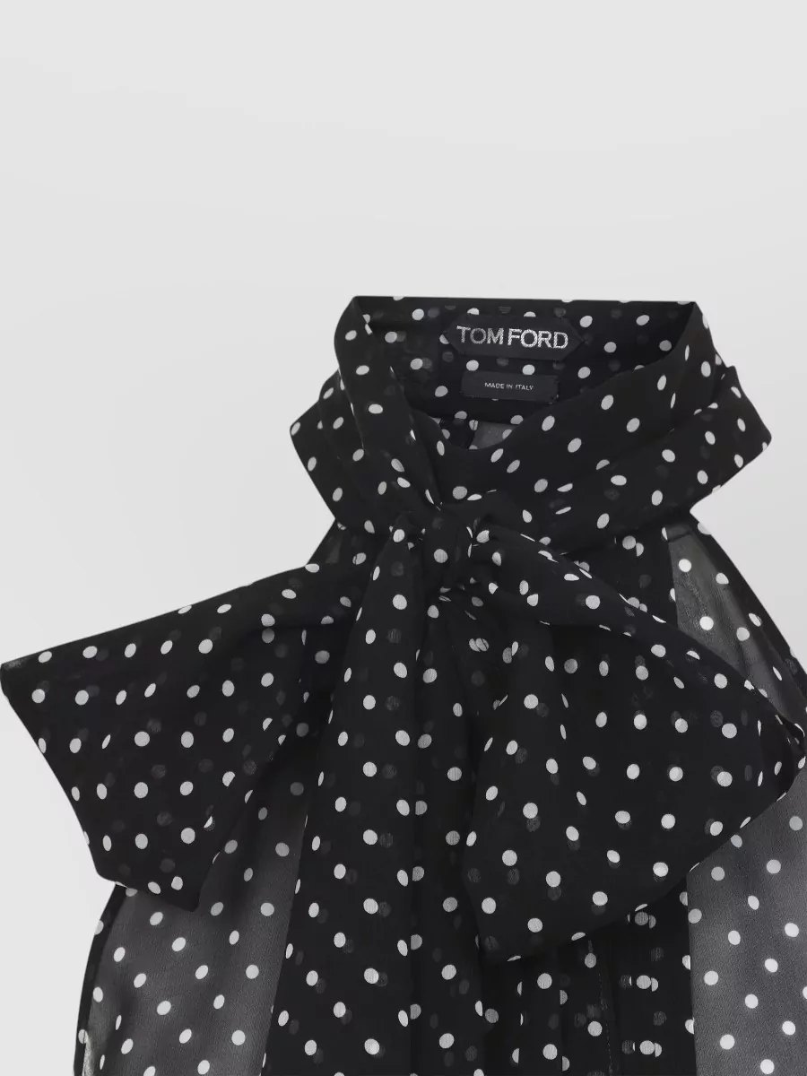 Tom Ford Halterneck Sheer Top Polka Dots Bow