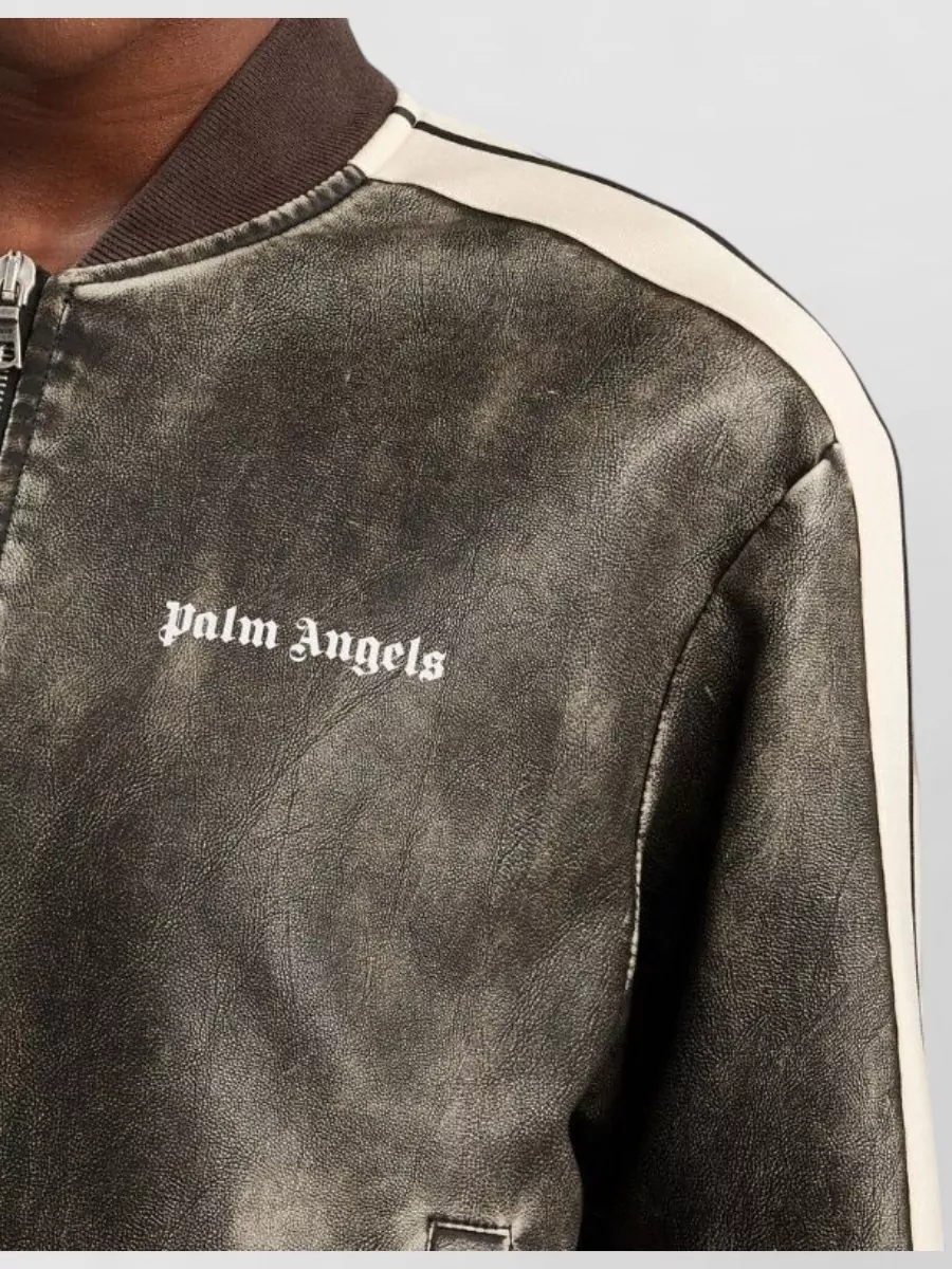 Palm Angels Logo-Print Single-Breasted Bomber Jacket