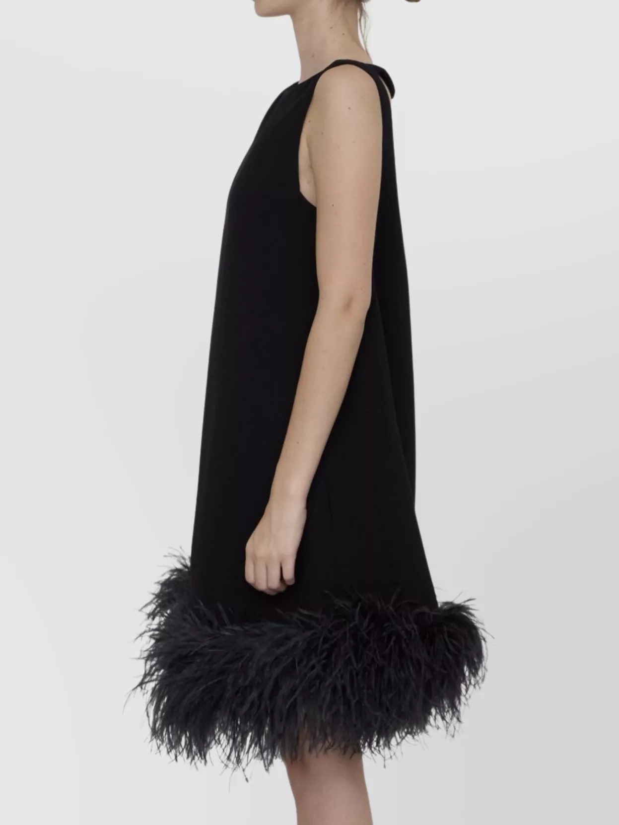 Valentino Mini Dress With Feathers In Black