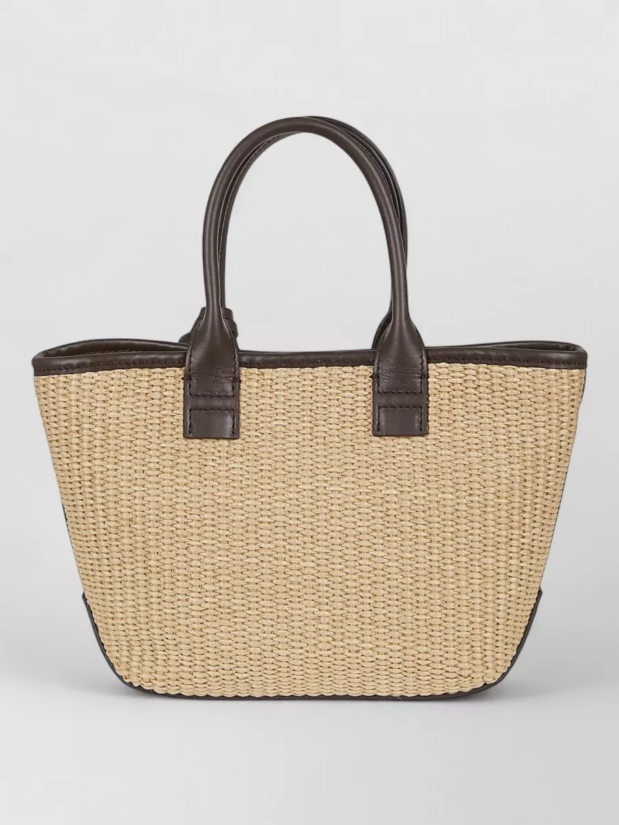 Hogan Mini Raffia And Leather Tote Bag