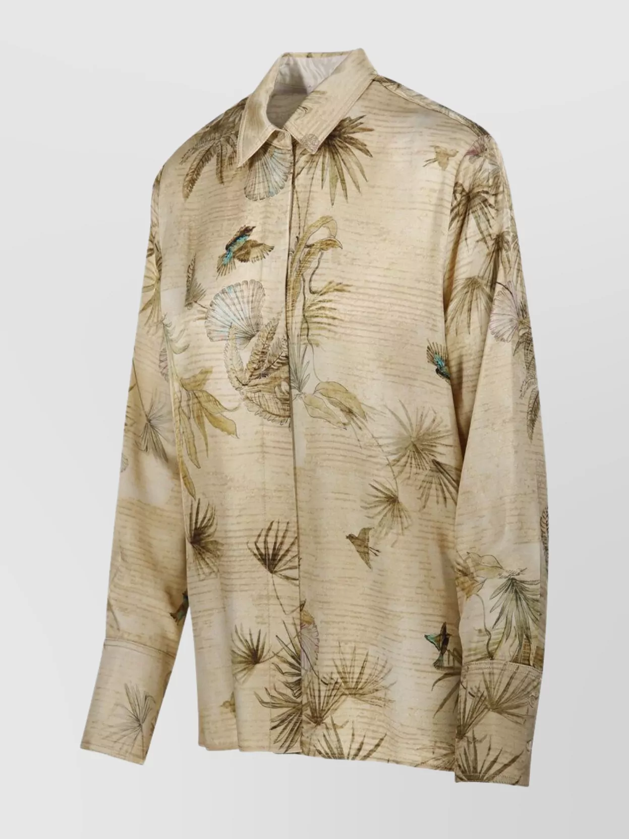 Shop Forte Forte Floral Pattern Collared Neck Satin Shirt