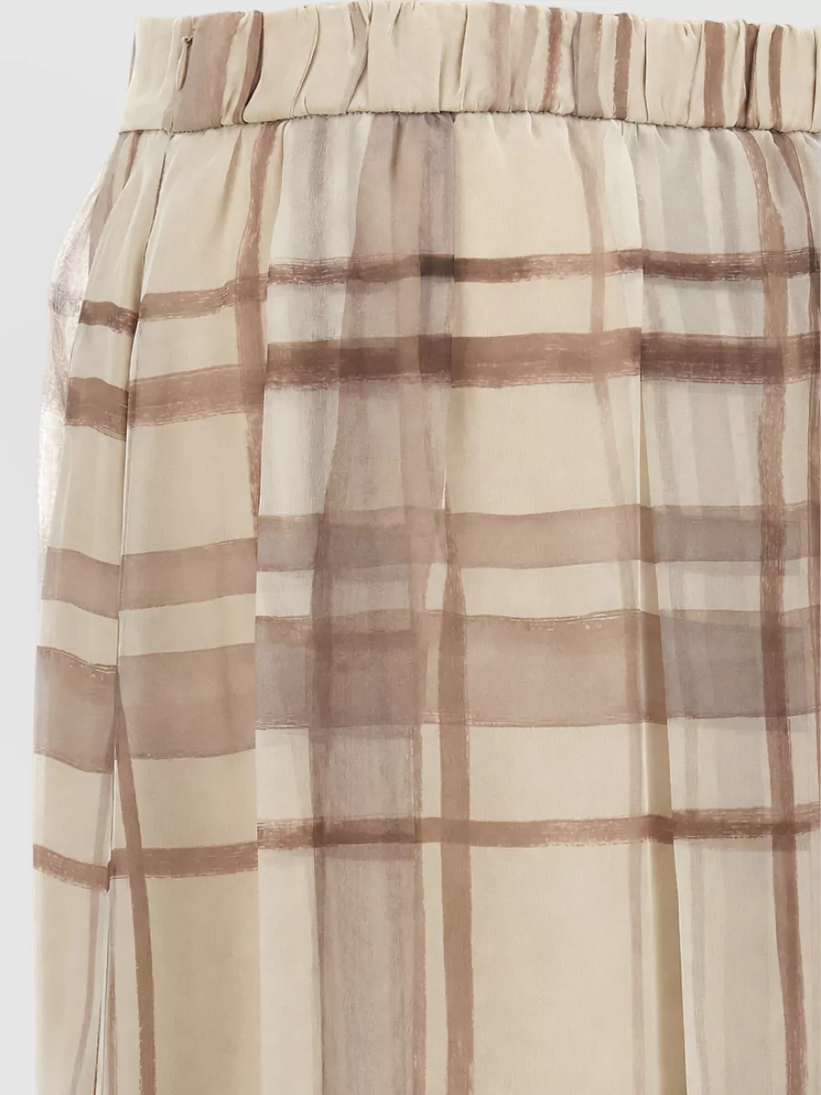Brunello Cucinelli Silk checked pleated midi skirt