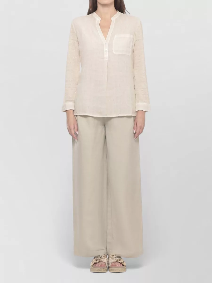 120% Lino Linen Long-Sleeve Blouse