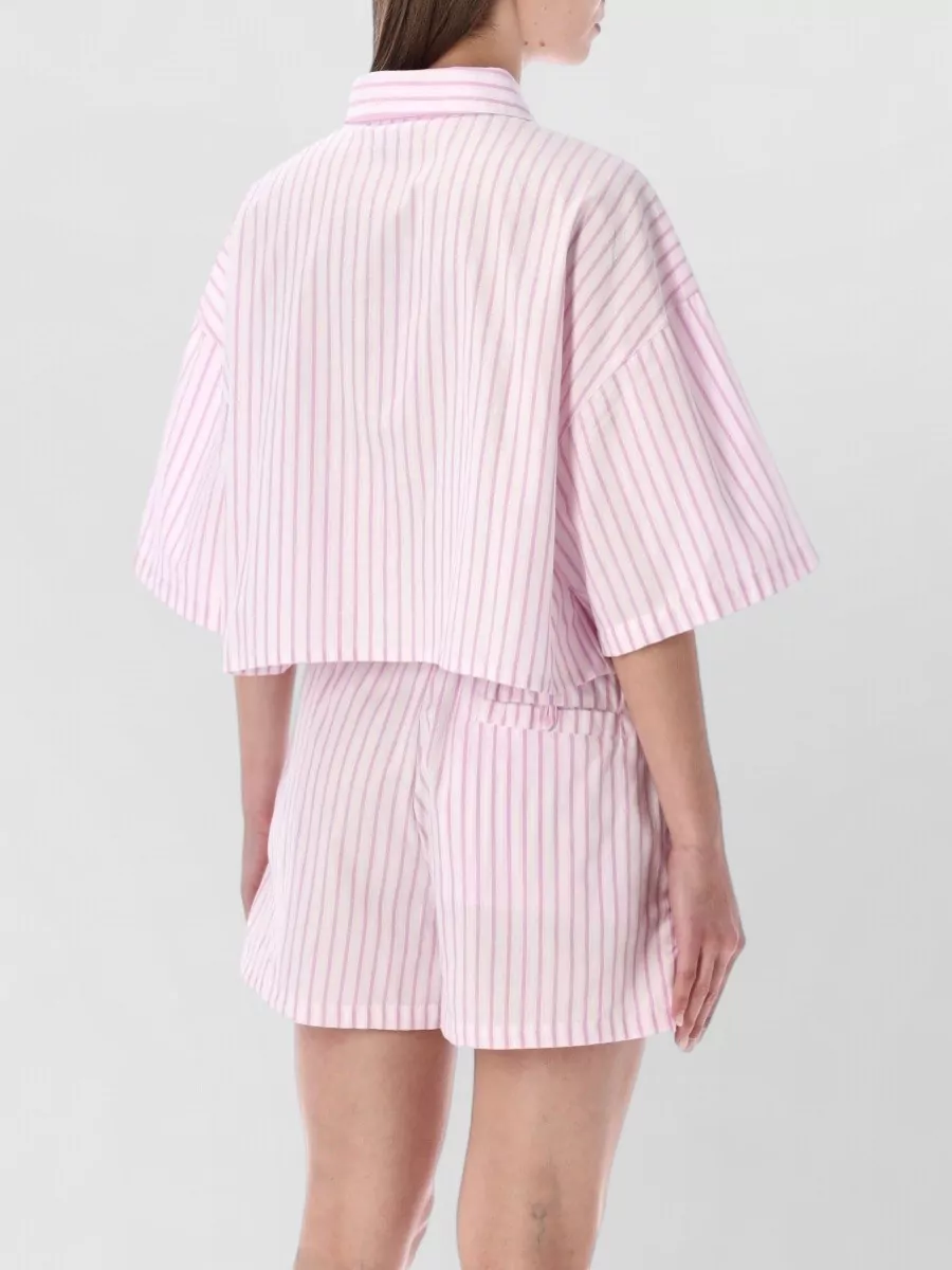 Nike Striped Oversized Cropped Bowling Shirt