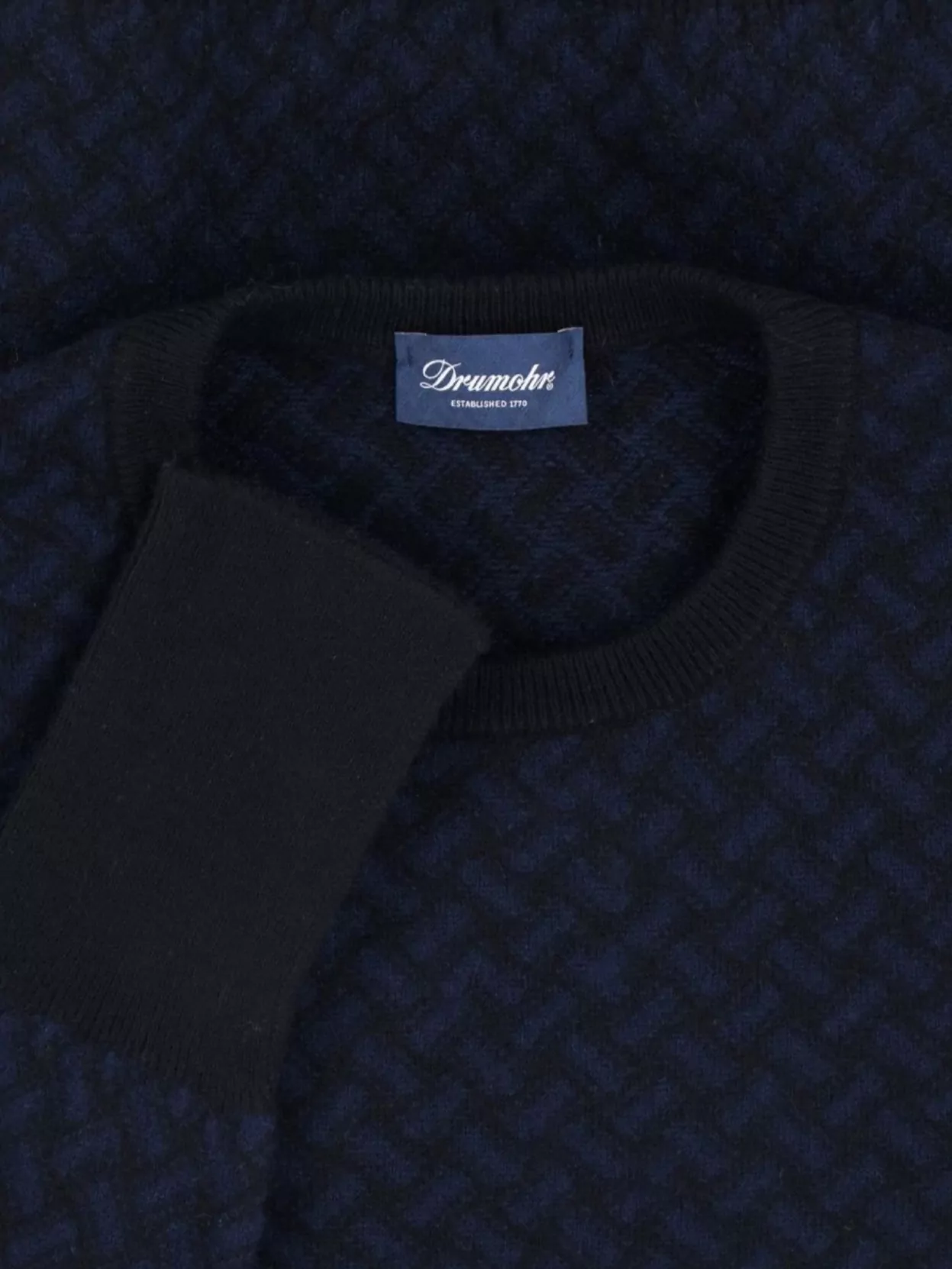 Drumohr Crewneck Sweater Patterned Ribbed Cuffs