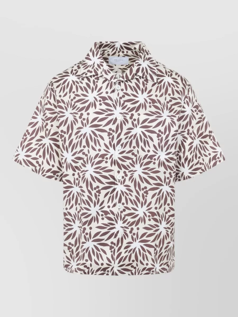 Prada silk blend floral print bowling shirt
