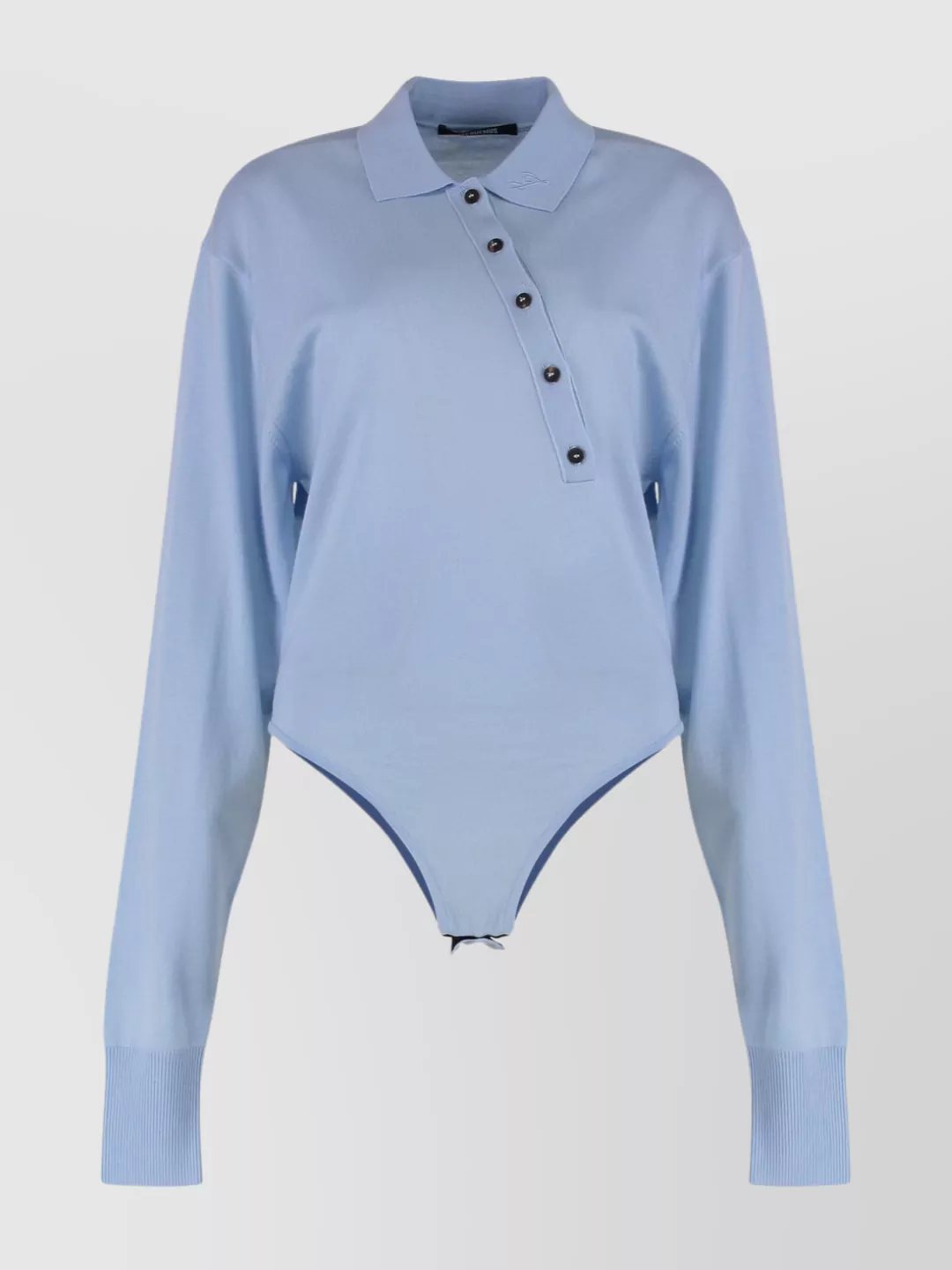Jacquemus Long Sleeve Slim Fit Bodysuit In Blue