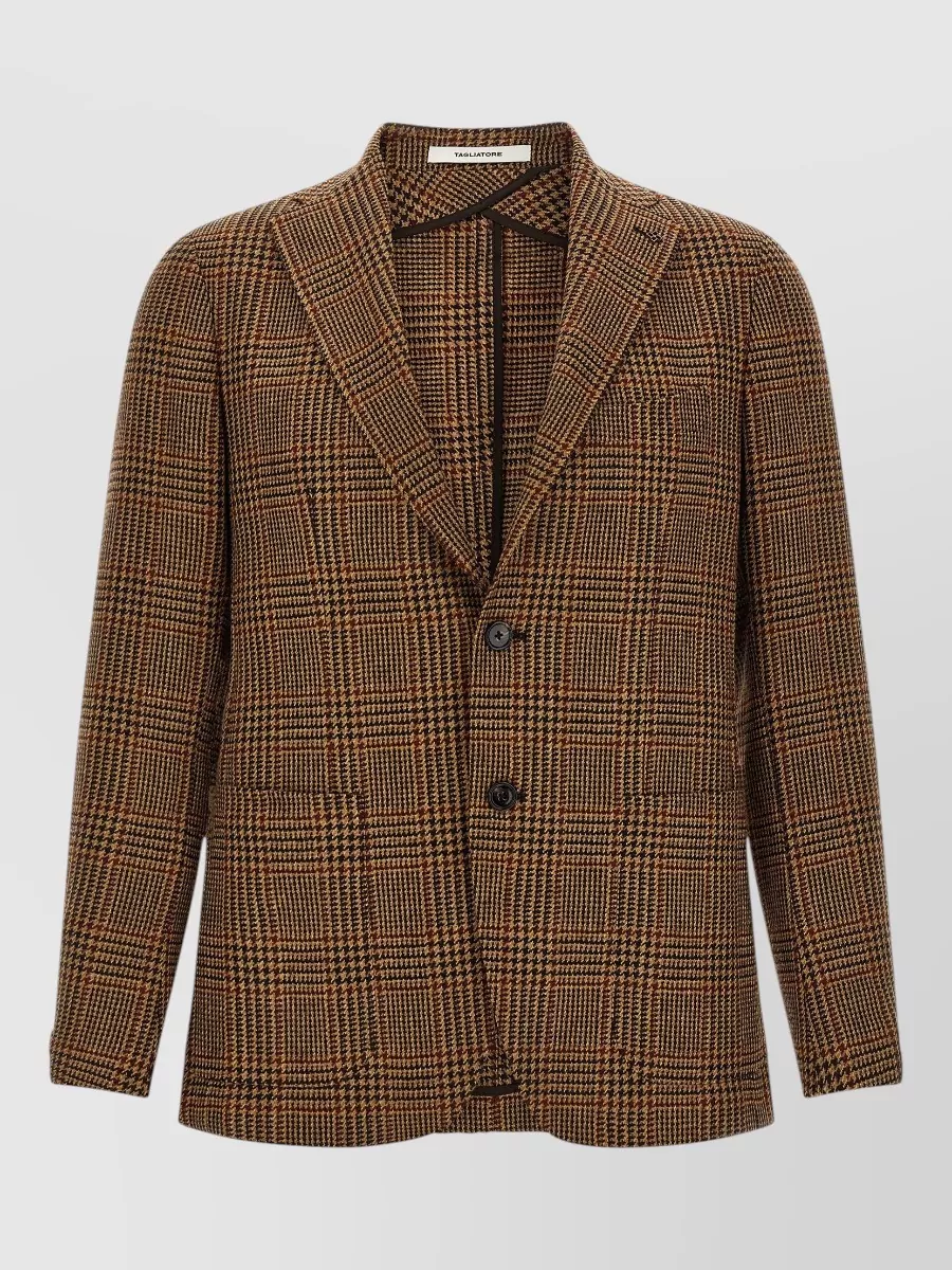 Tagliatore cashmere wool prince of wales single-breasted blazer