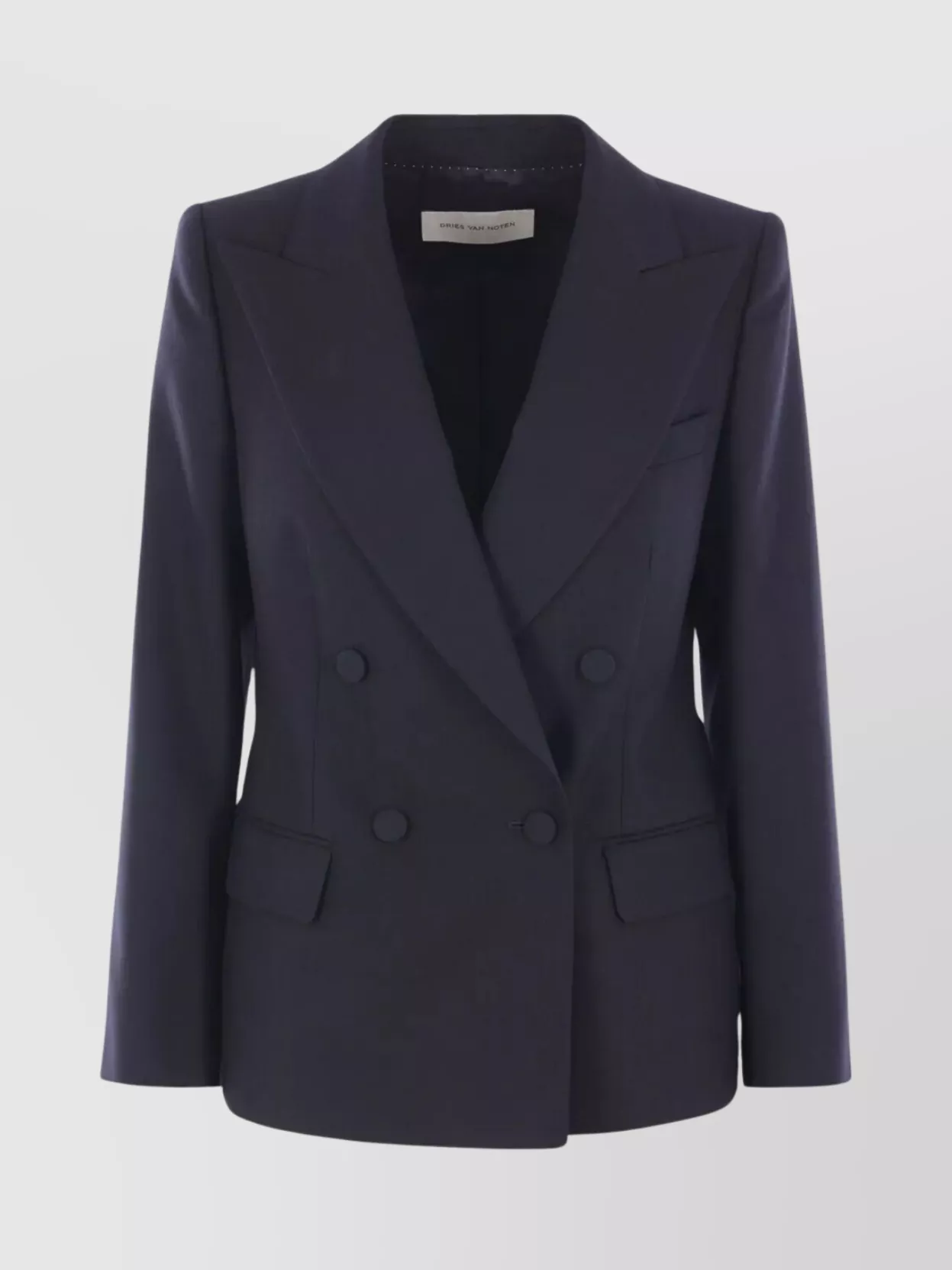Dries Van Noten Structured Jacket With Chest And Flap Pockets In Blue