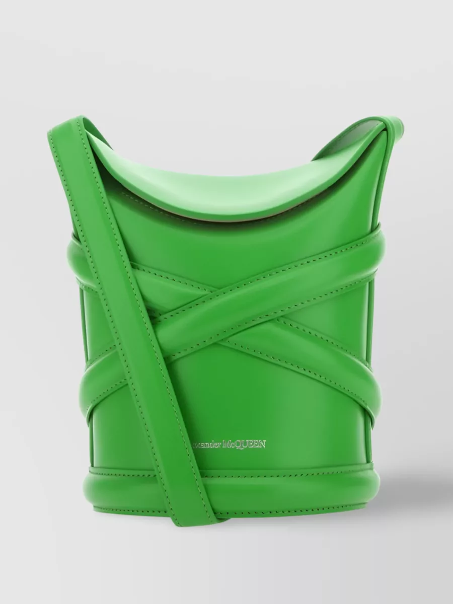 Shop Alexander Mcqueen The Curve Embossed Cylindrical Shoulder Bag In Green