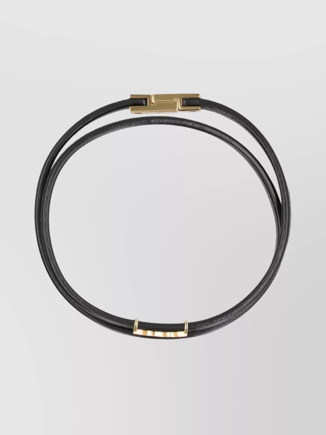 Saint Laurent Cassandre Double Wrap Bracelet In Leather And Metal Accessories