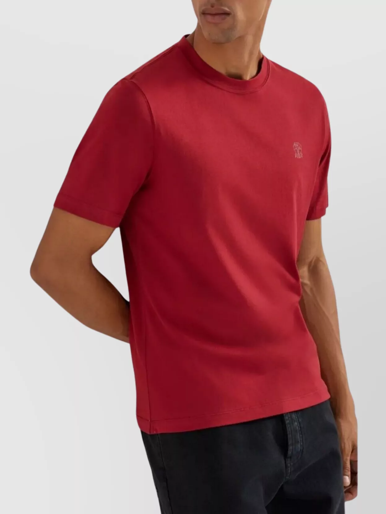 Brunello Cucinelli Cotton Jersey Crew Neck T-shirt With Logo Clothing In Red