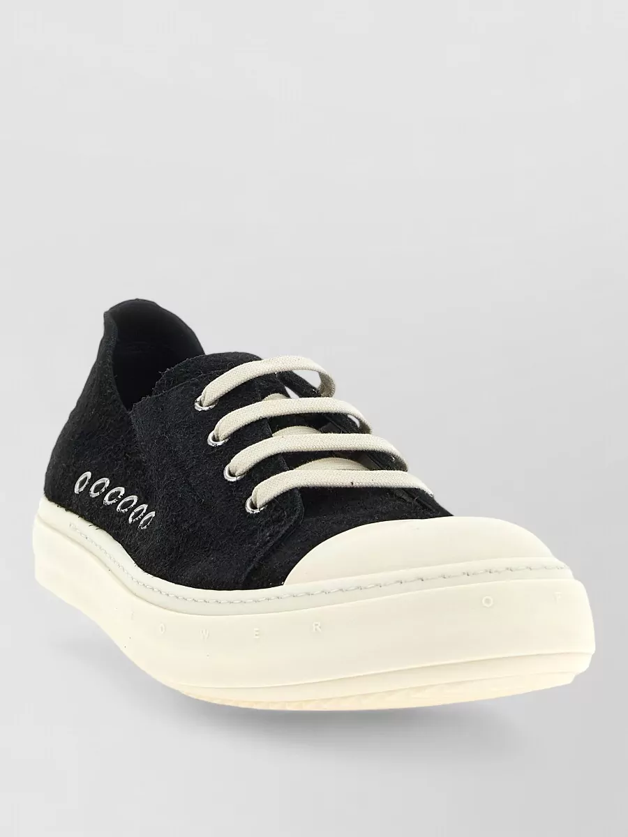 Rick Owens calfskin leather low-top lace-up sneakers