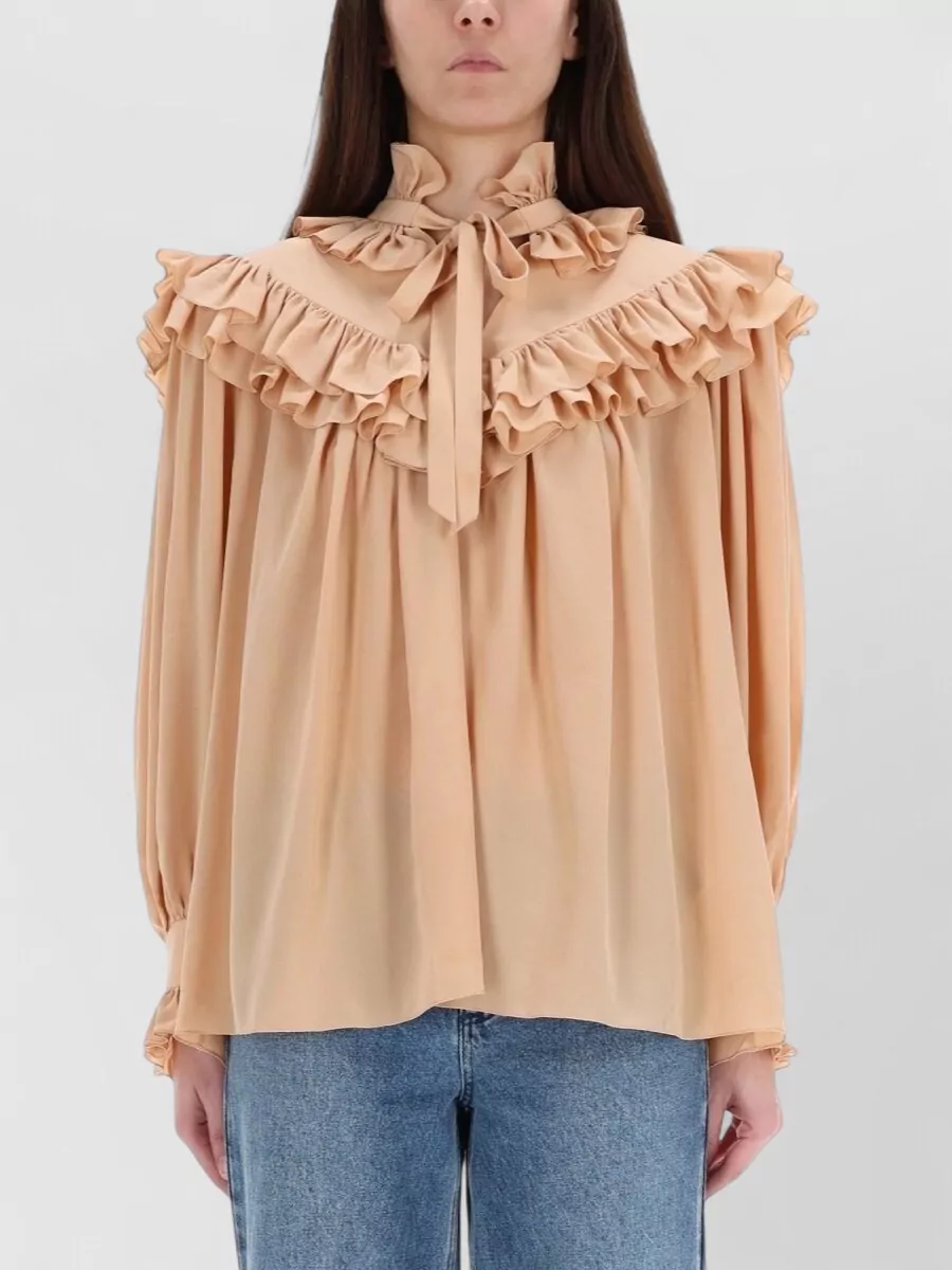Chloé Silk Shirt High Neck Long Sleeves
