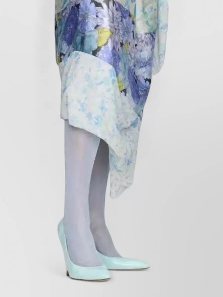 Maison Margiela Silk Sleeveless Floral-Print Draped Midi Dress
