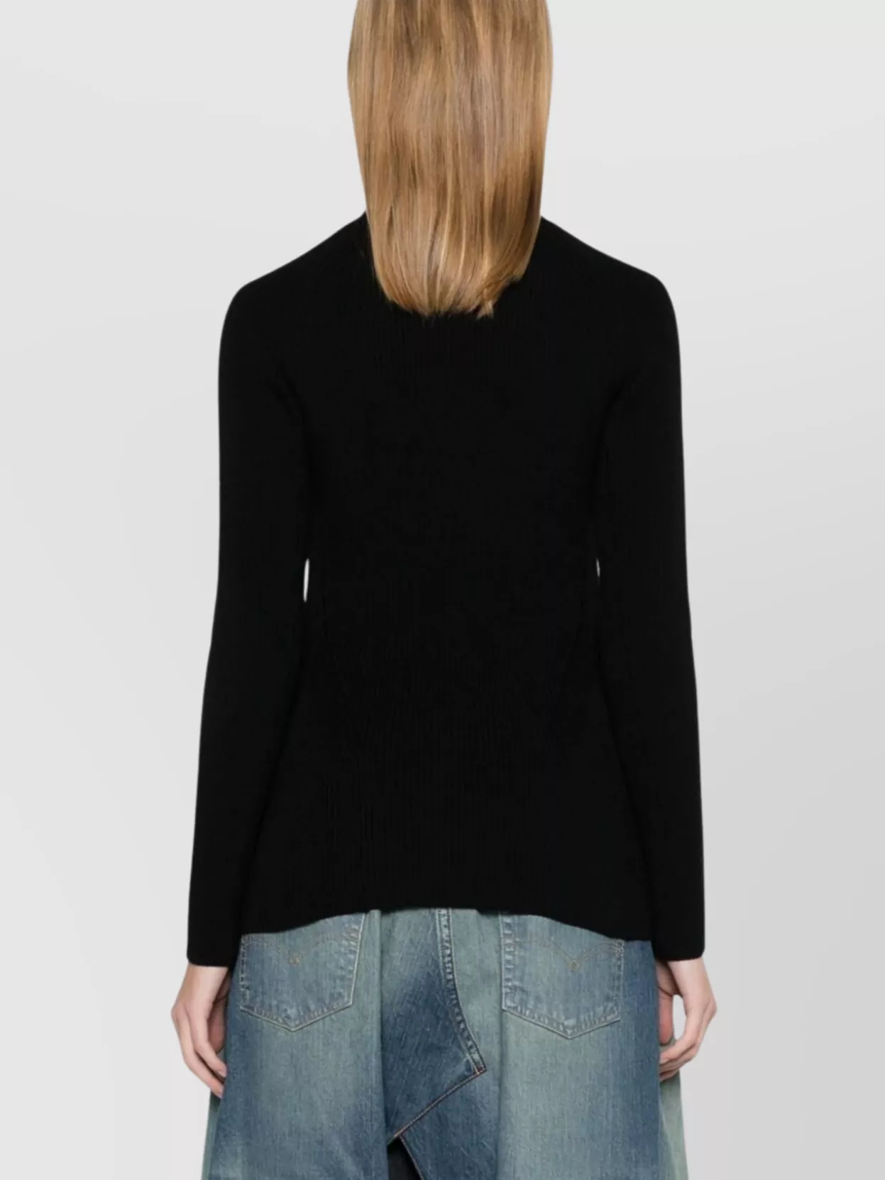 Junya Watanabe High Neck Wool Blend Knit Sweater In Black