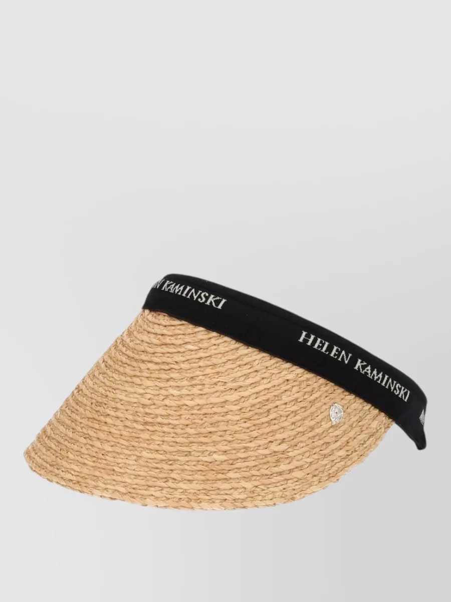 Helen Kaminski Wide Brim Hat Adjustable Strap Woven Texture