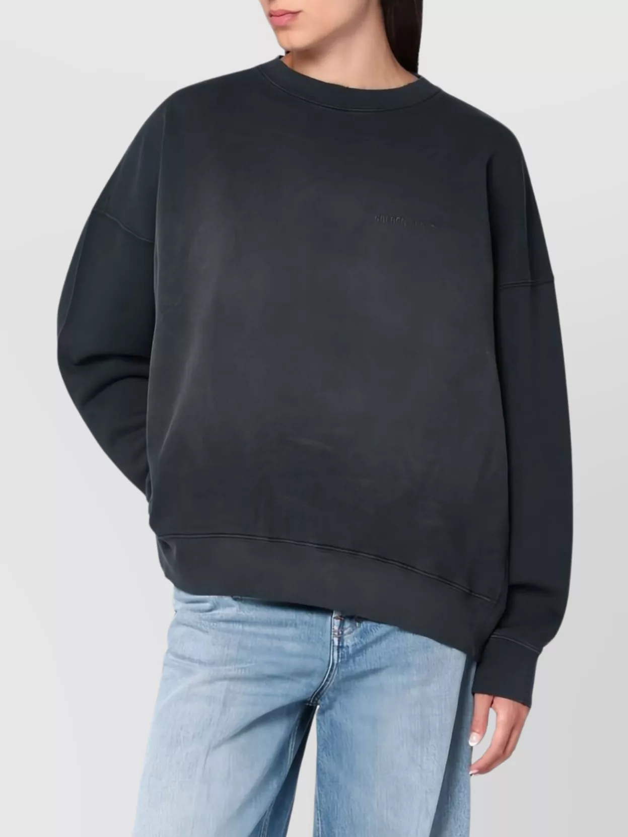 Golden Goose Longline Crewneck Cotton Sweatshirt With Star Accents