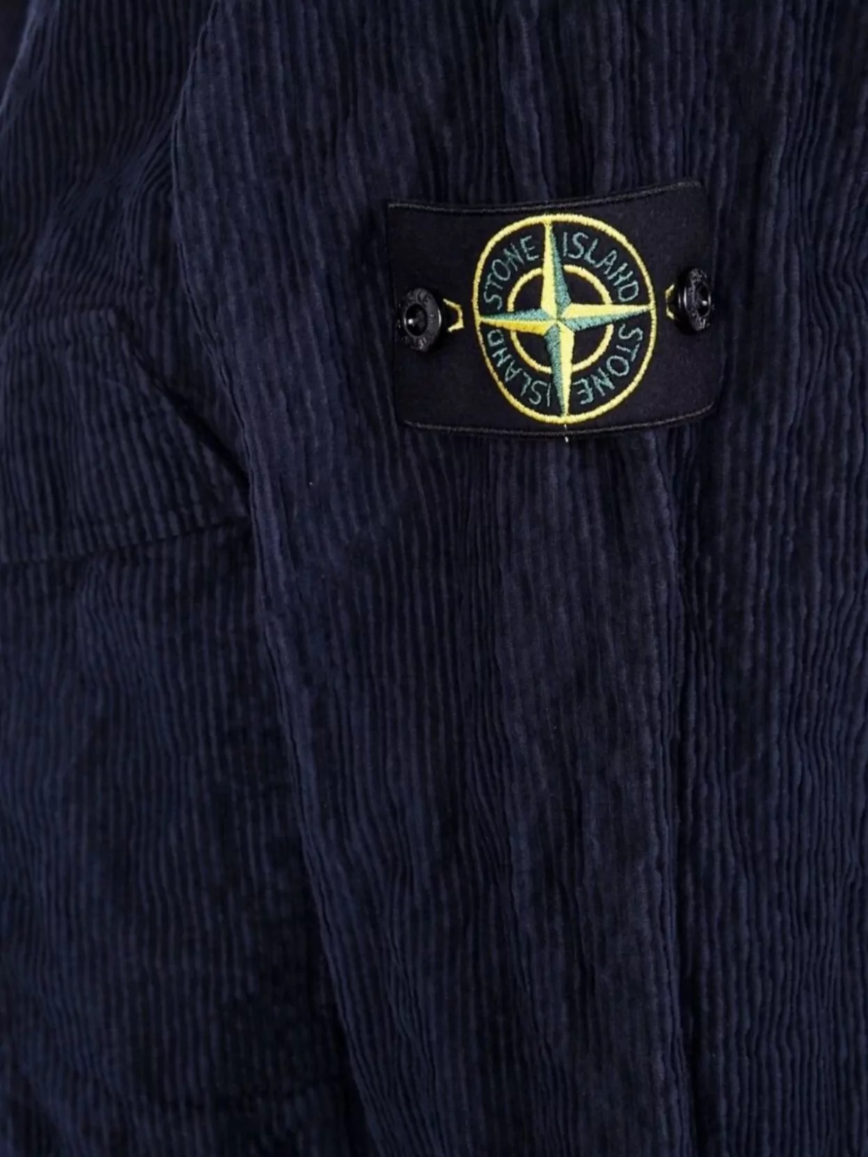Stone Island Collared Front Pocket Textured Fabric Jacket In Blue