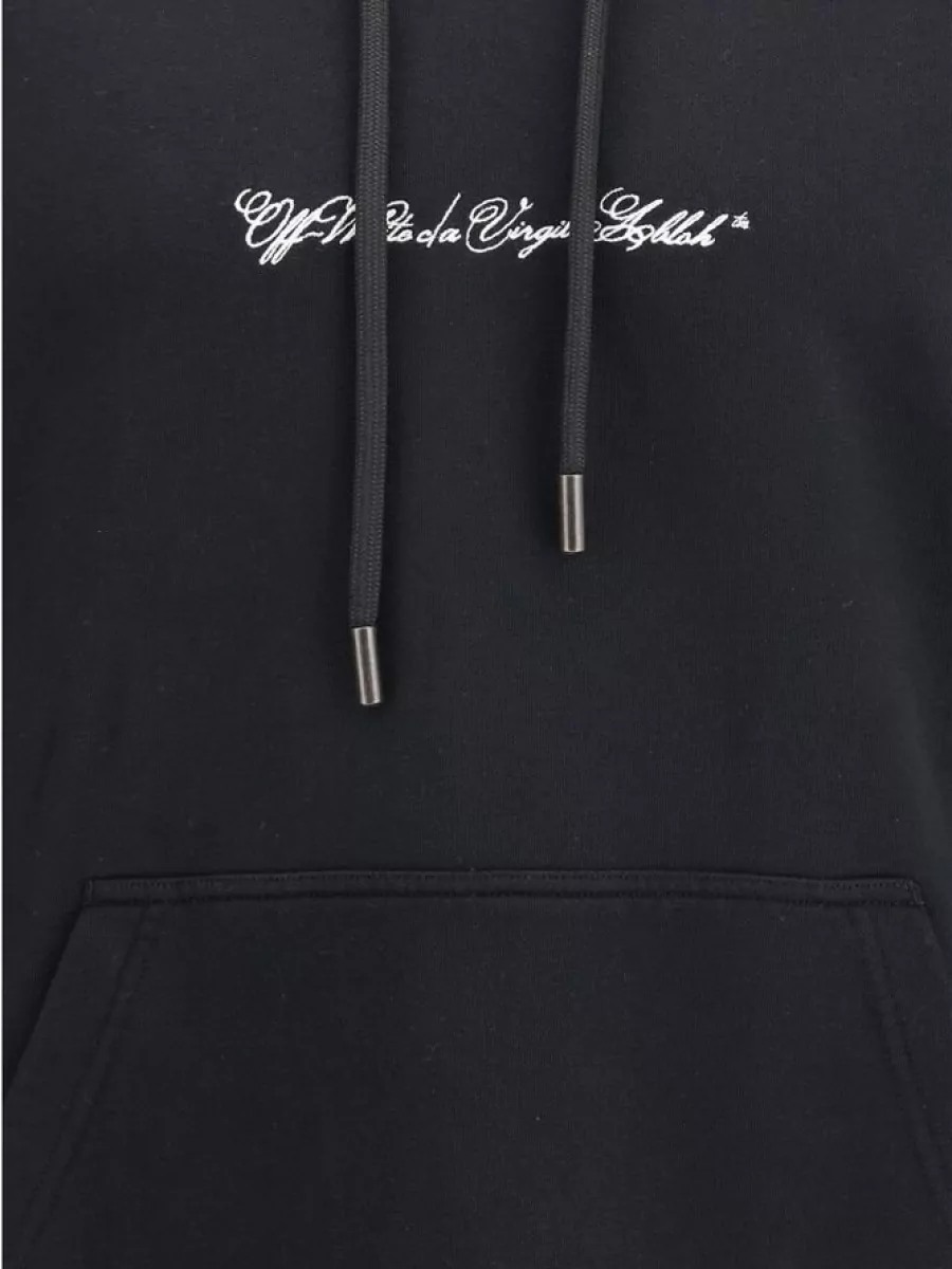 Off-White Cotton logo embroidered hoodie