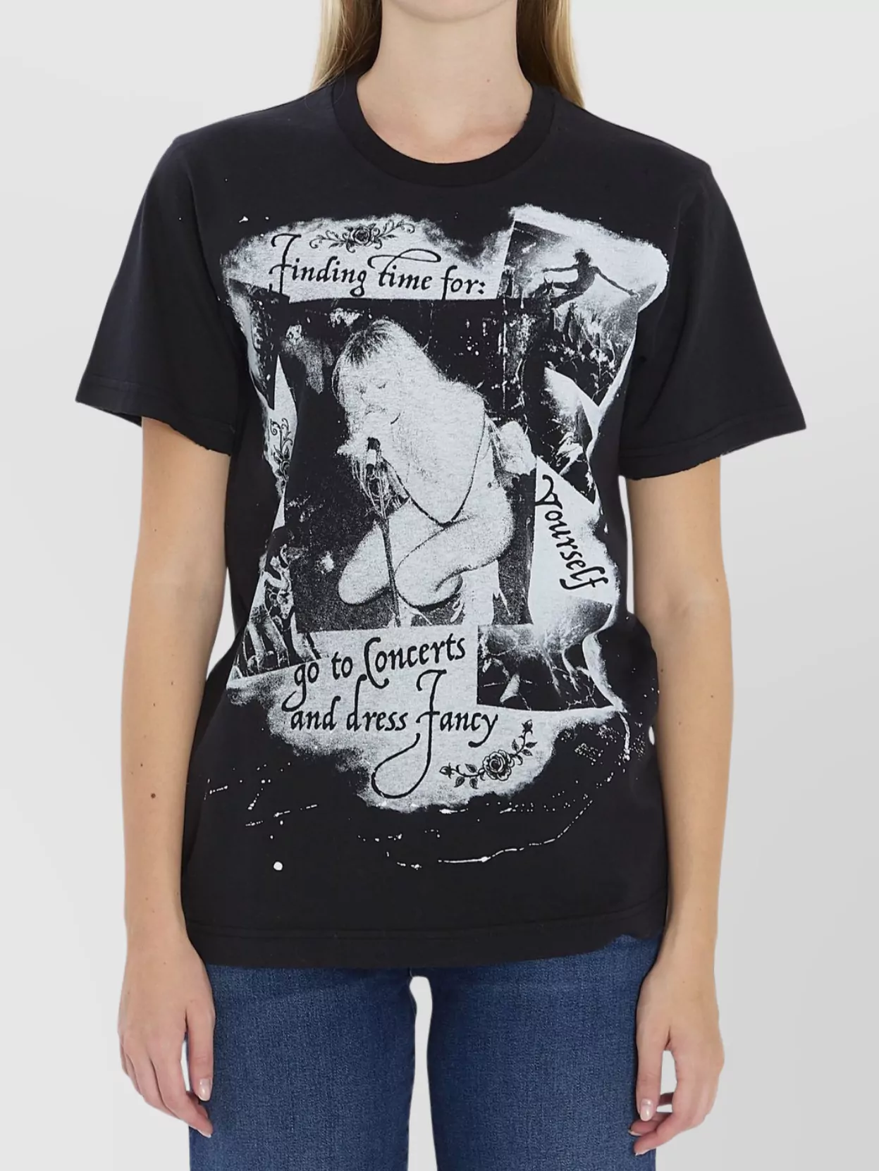 Dolce & Gabbana Graphic Print Cotton T-shirt With Ribbed Neck In Black
