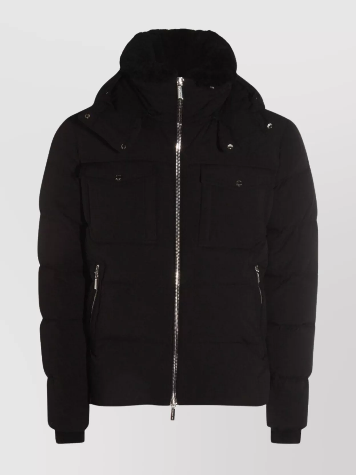 Moorer Puffer Jackets With Hood And Quilted Design In Black