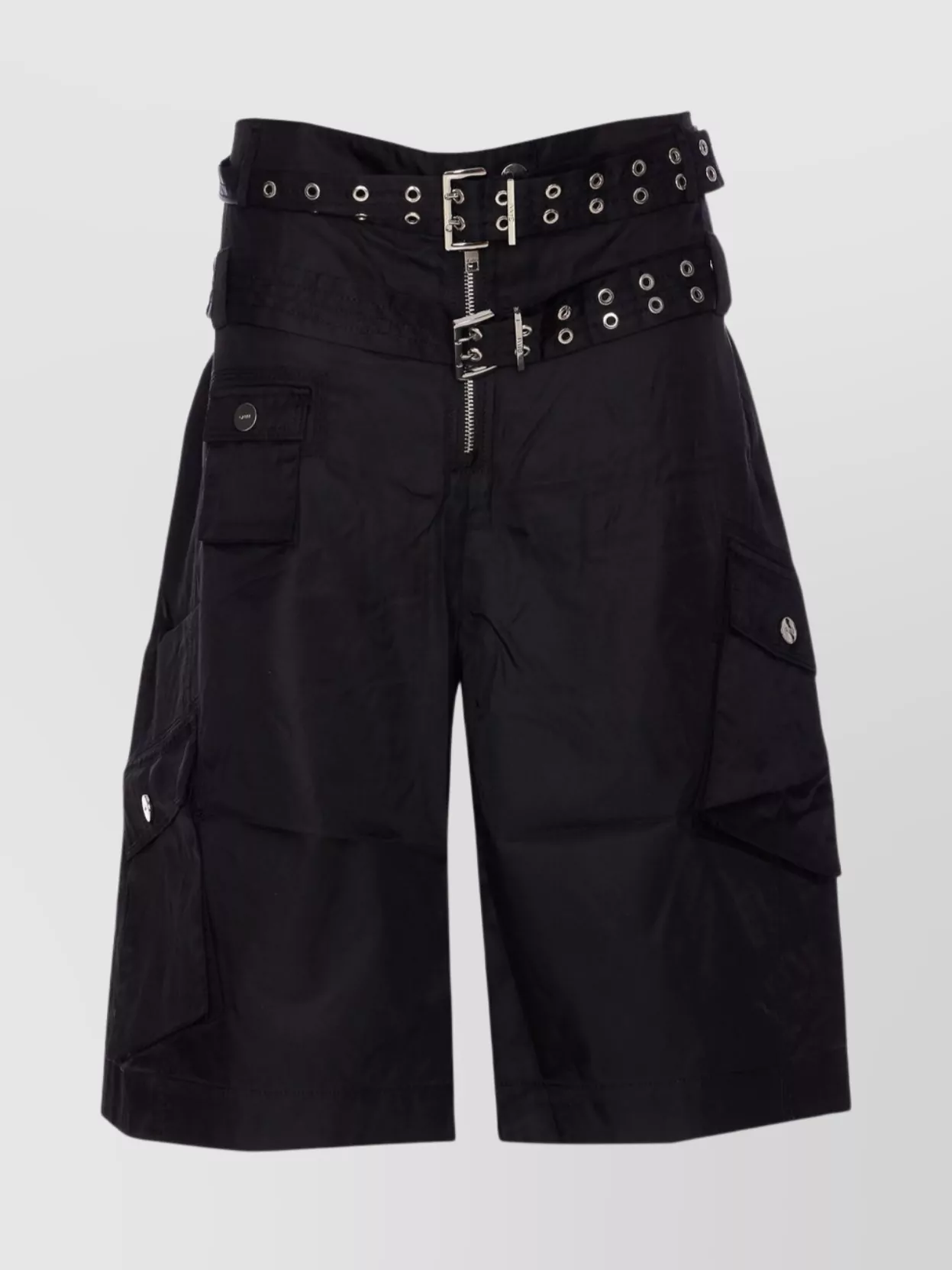 Ganni Nylon Cargo Shorts Belt Detail