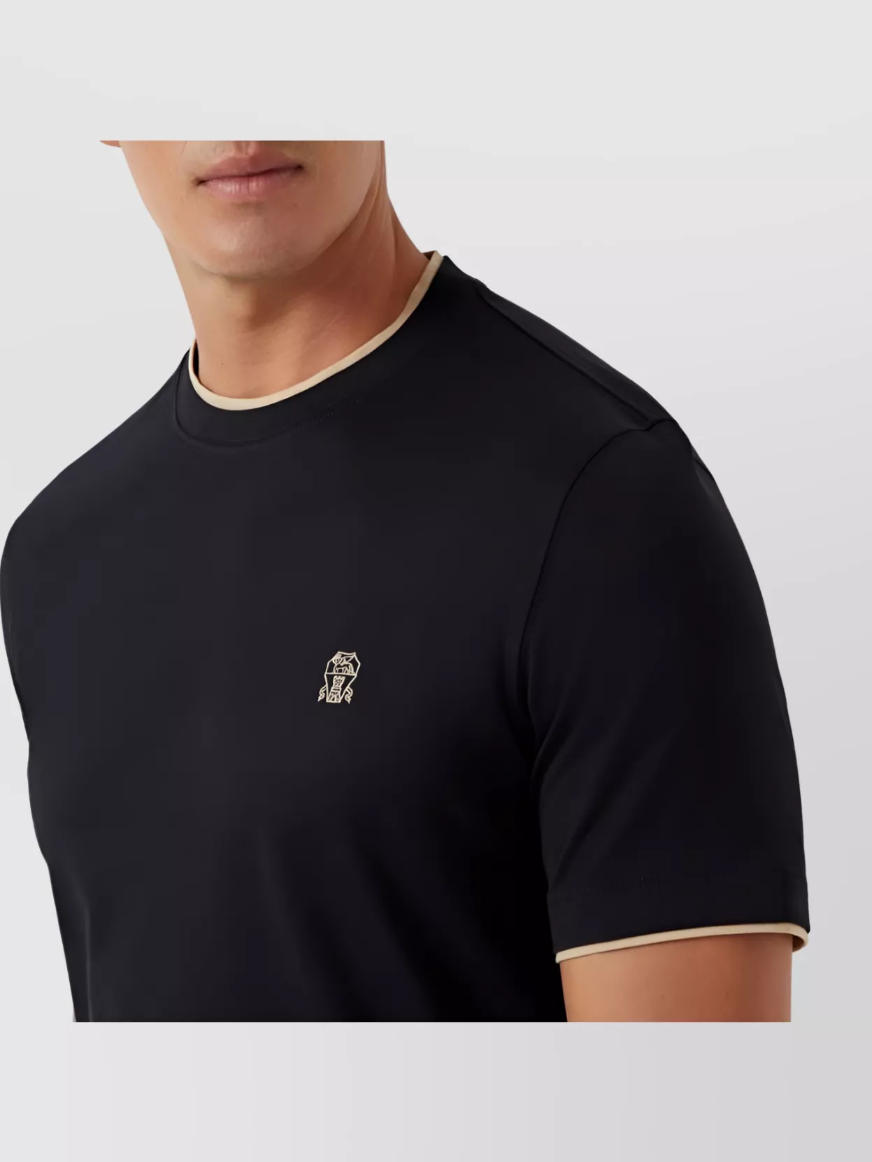 Brunello Cucinelli Cotton Crew Neck T-shirt With Contrast Trim