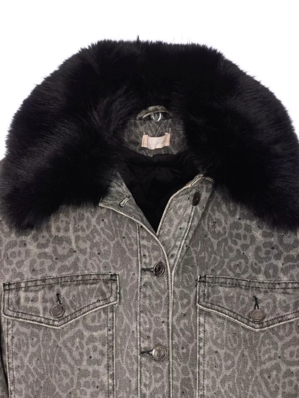 Liu Jo Strass Animal Print Denim Jacket