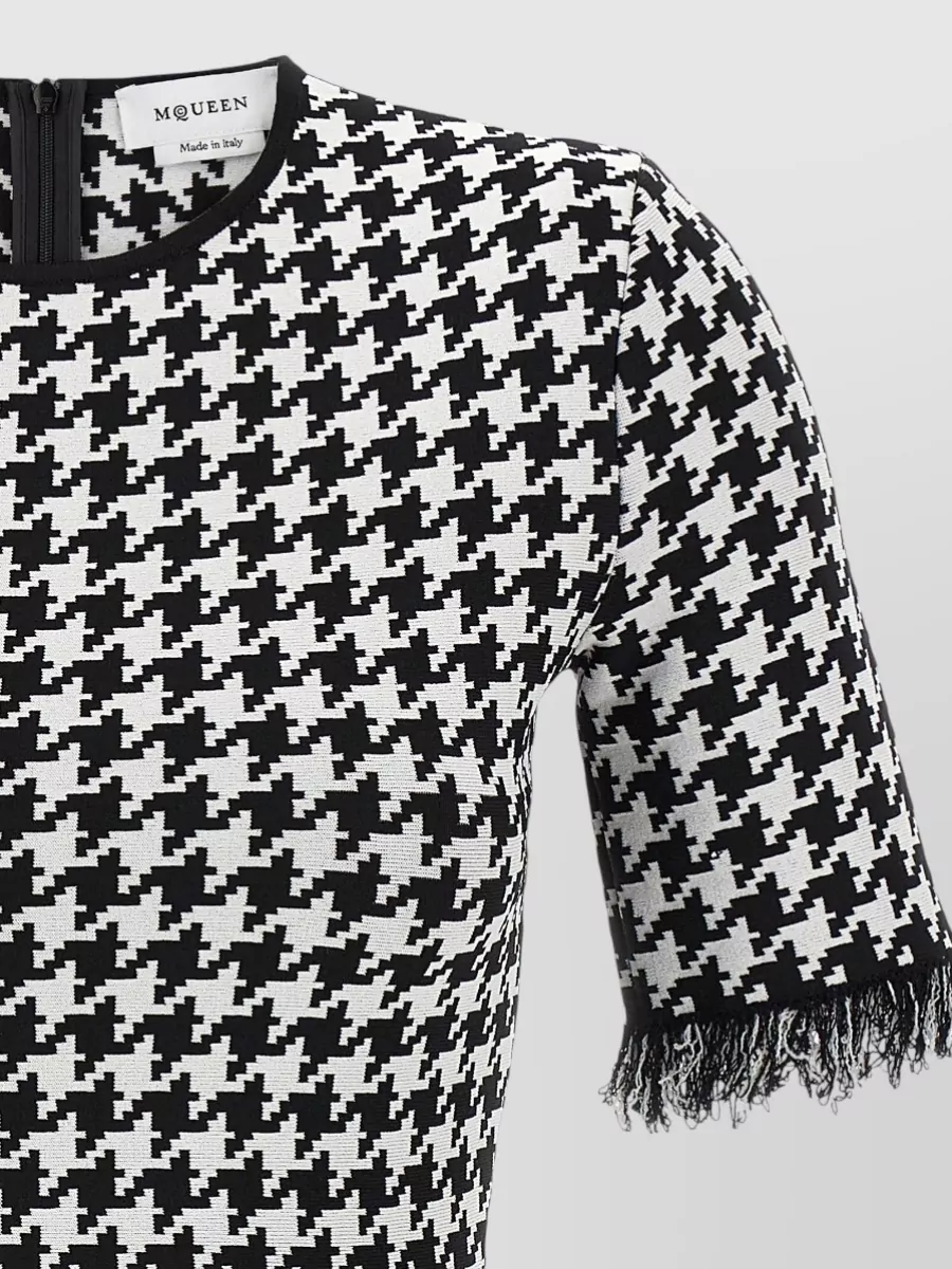 Mc Queen Houndstooth Jacquard Mini Dress