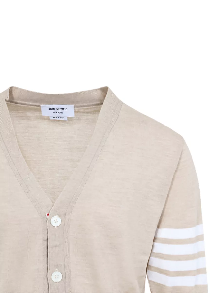 Thom Browne Merino Wool V-Neck Long-Sleeve Cardigan